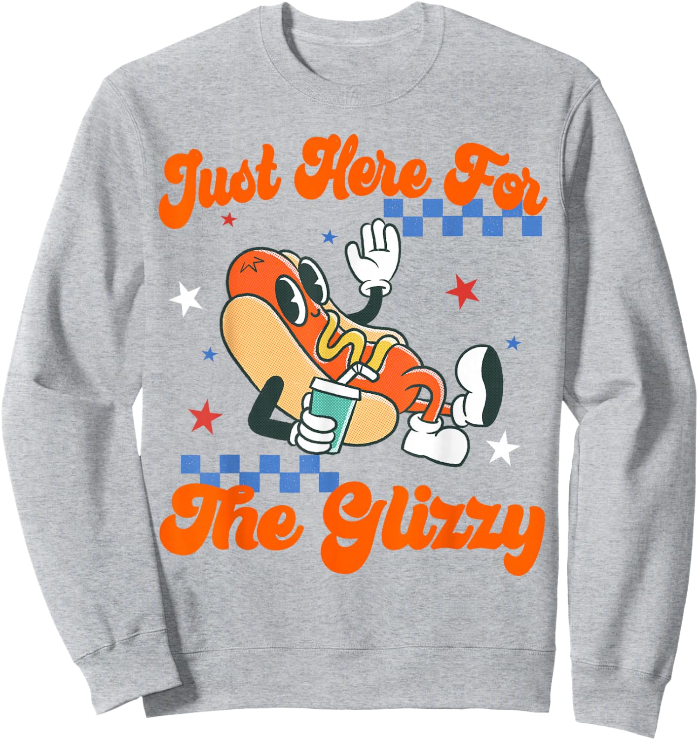 Retro Hot Dog I'm Just Here for The Glizzy Happy 4th of July Sweatshirt - Sweatshirt | Ash
