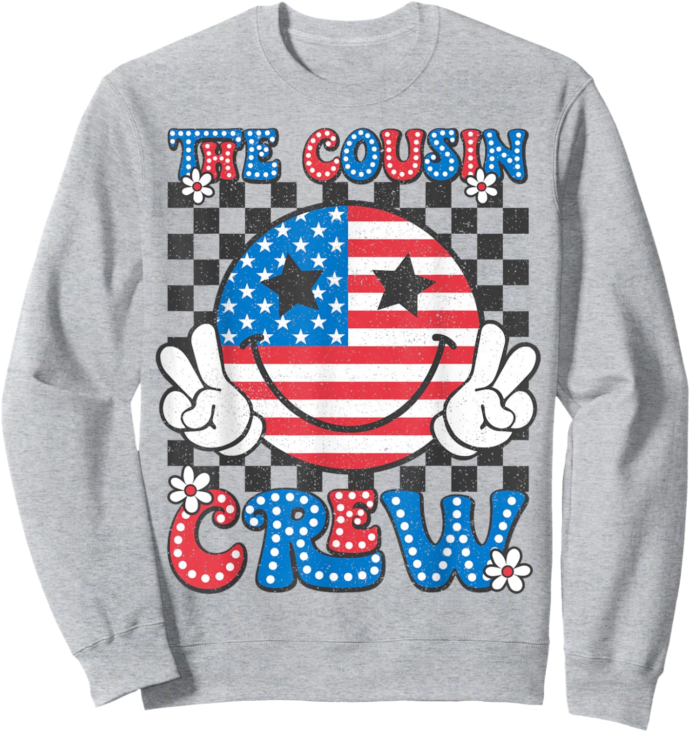 Cousin Crew 4th of July Patriotic American Family Matching Sweatshirt - Sweatshirt | Ash