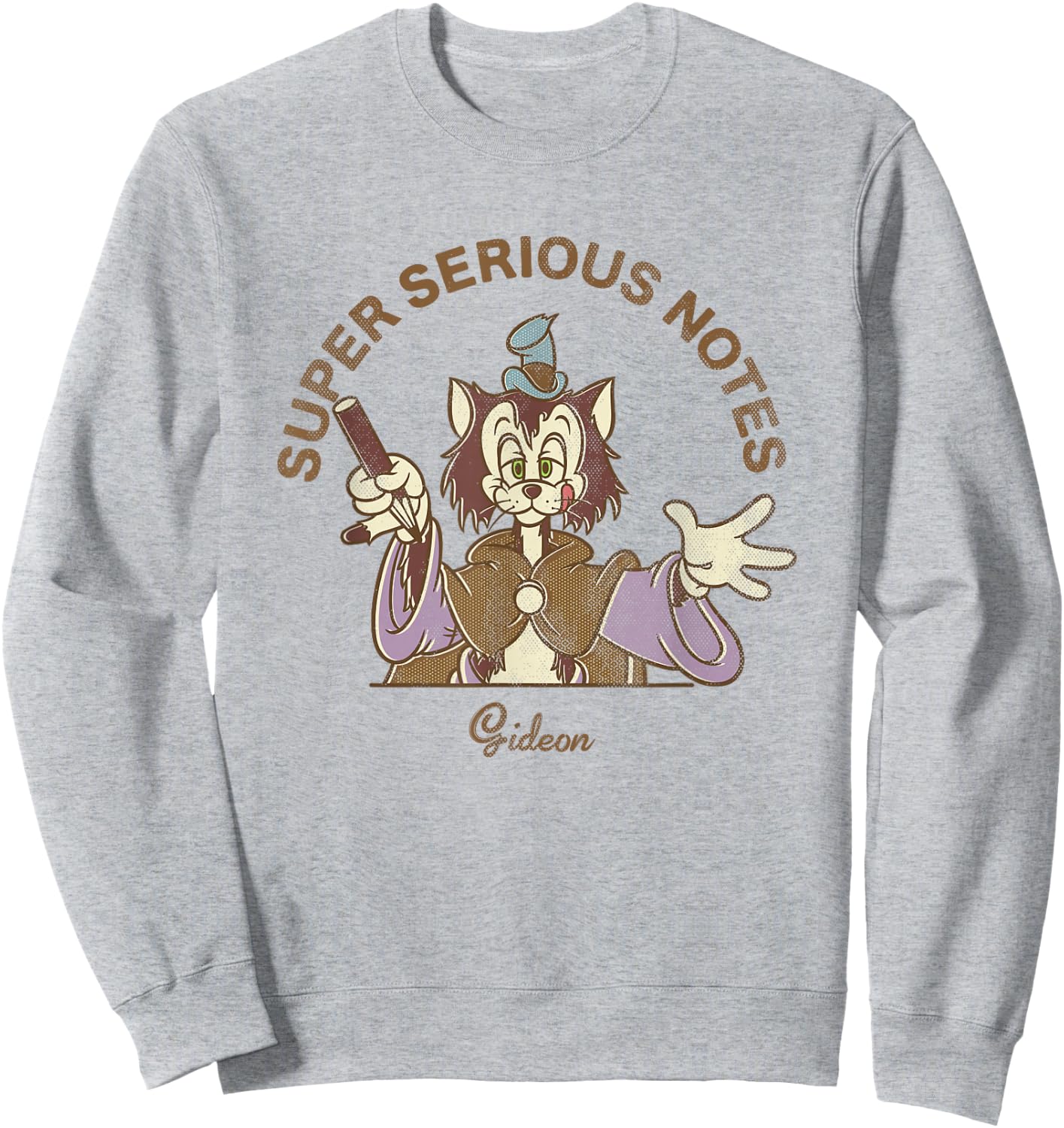 Disney Pinocchio Super Serious Notes Gideon Retro Big Logo Sweatshirt - Sweatshirt | Ash