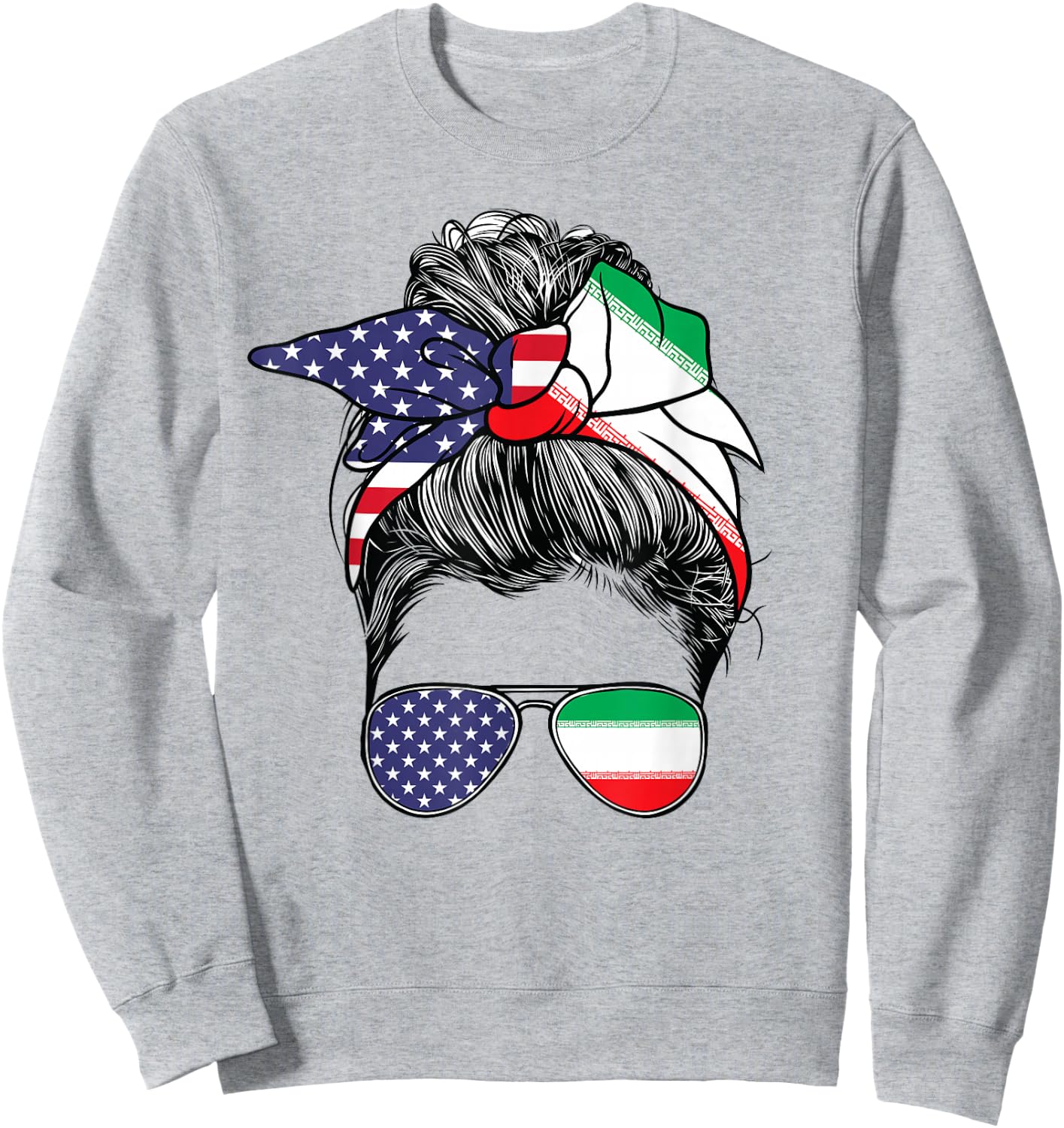 Iranian Women Girl USA Heritage American Iran Flag Sweatshirt - Sweatshirt | Ash