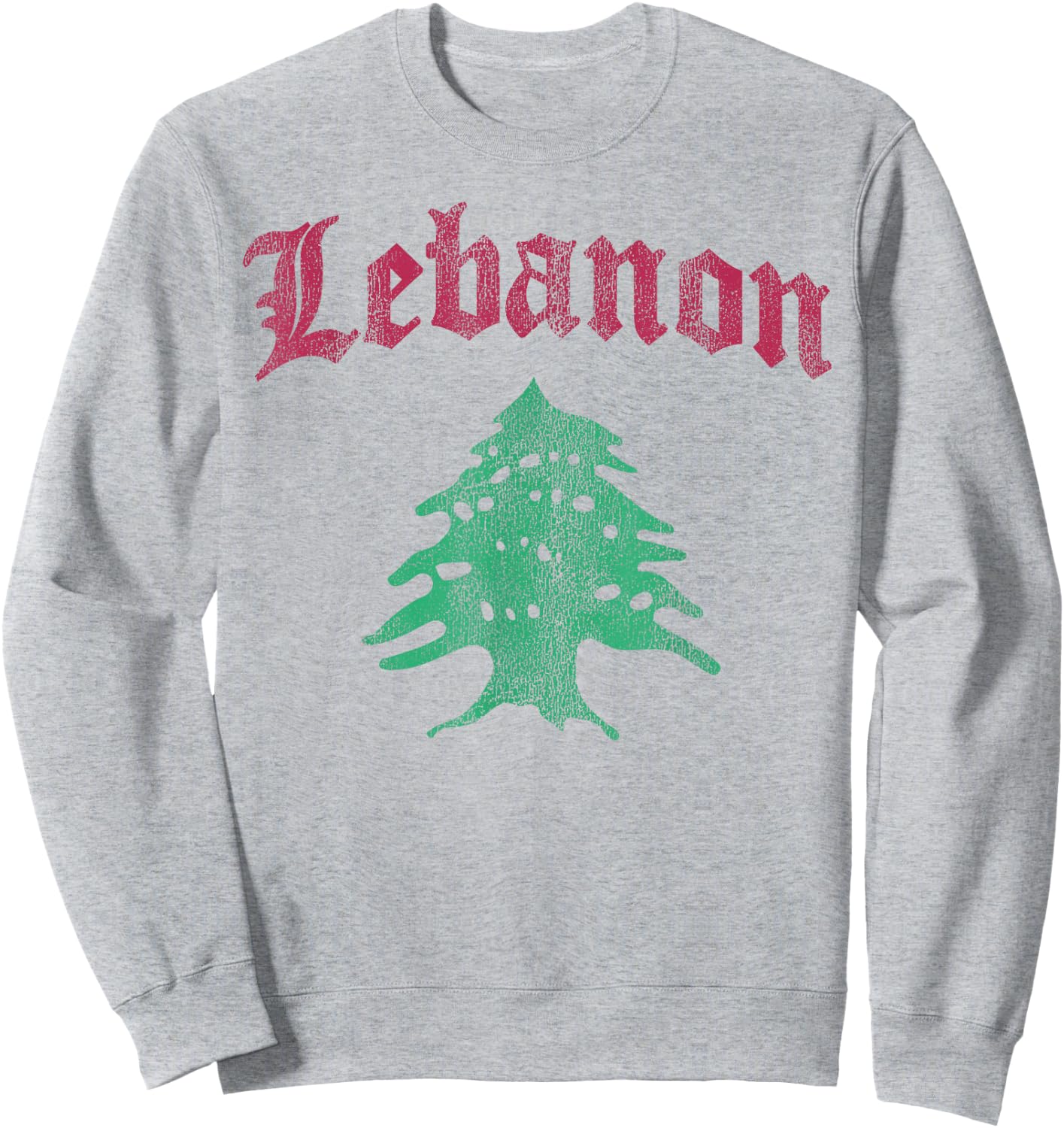 Vintage Lebanese Flag of Lebanon Souvenir Men Kids and Women Sweatshirt - Sweatshirt | Ash