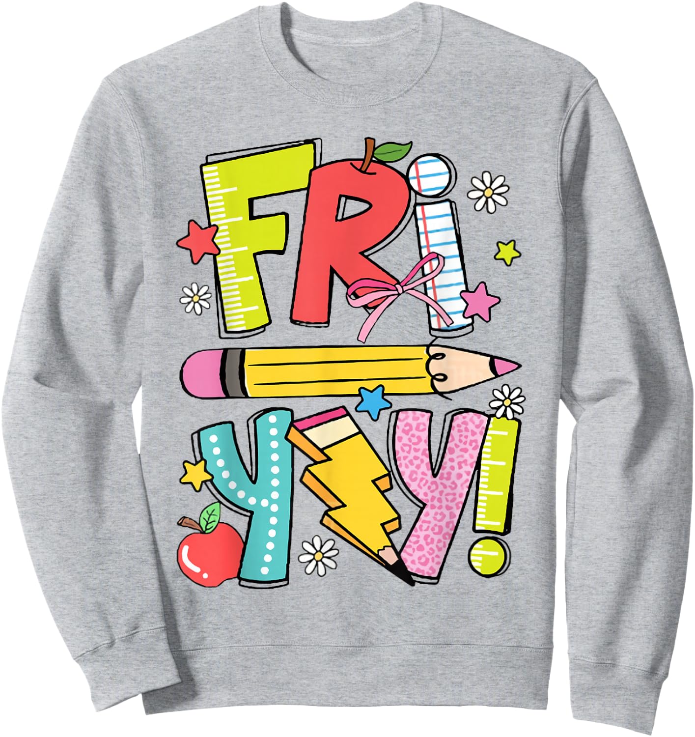 Retro Teacher Fri-Yay Dalmatian Teacher Team Back To School Sweatshirt - Sweatshirt | Ash