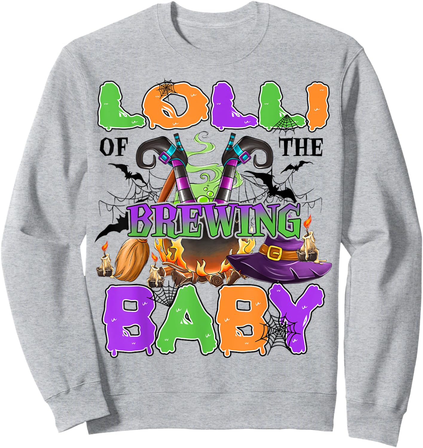 Lolli Of Brewing Baby Halloween Baby Shower Spooky Sweatshirt - Sweatshirt | Ash