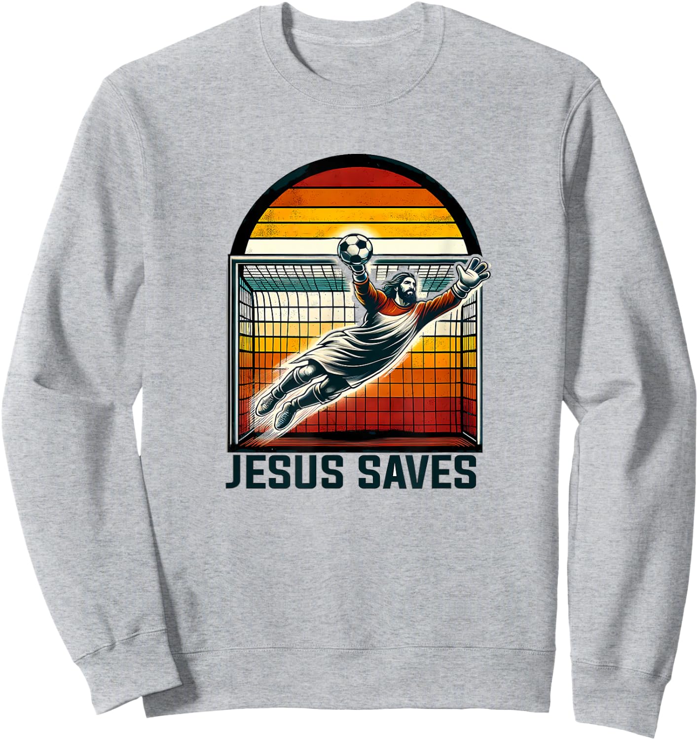 Jesus Saves Funny Football Sweatshirt - Sweatshirt | Ash