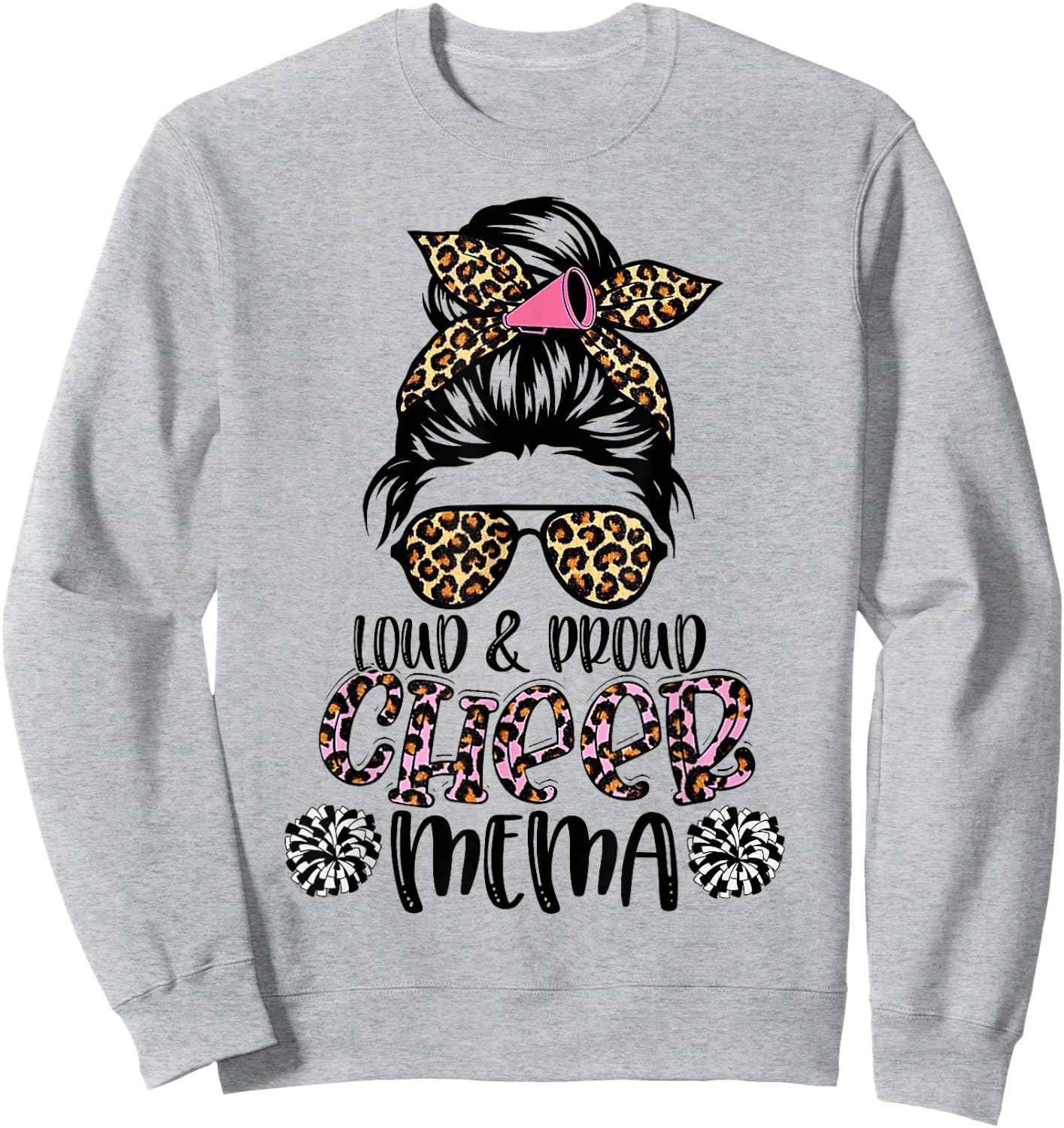 Loud And Proud Cheer Mema Leopard Mother's Day Sweatshirt - Sweatshirt | Ash