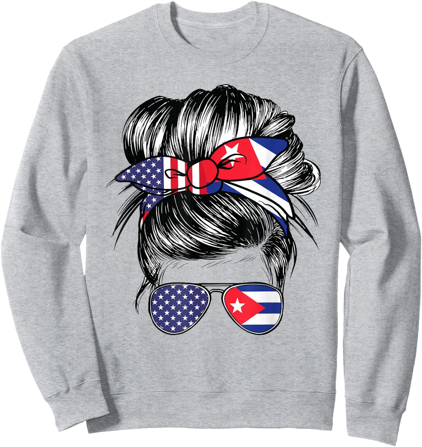 Cuba Flag American Women Girl USA Heritage Cuban Sweatshirt - Sweatshirt | Ash