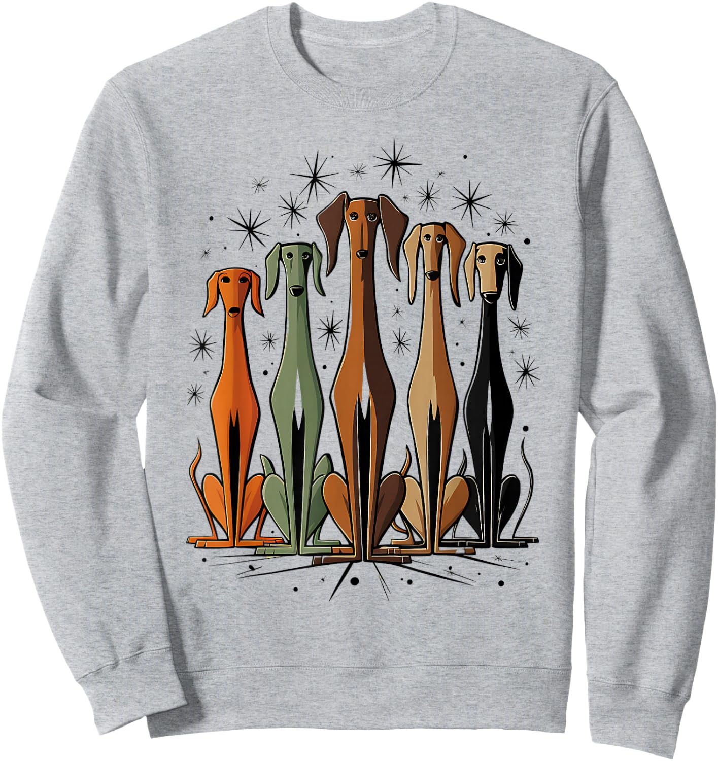 Vintage Retro Mid-Century Long Neck Dogs 50s 60s Style Sweatshirt - Sweatshirt | Ash