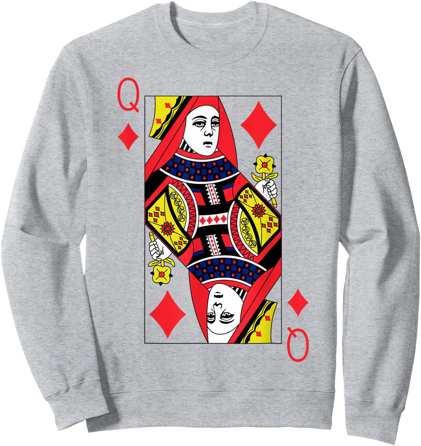 Queen of Diamonds Playing Cards Halloween Party Costume Sweatshirt - Sweatshirt | Ash
