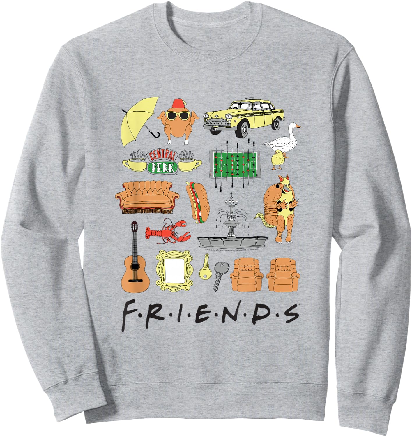 Friends Hand Drawn Icon Collage TV Show Sweatshirt - Sweatshirt | Ash