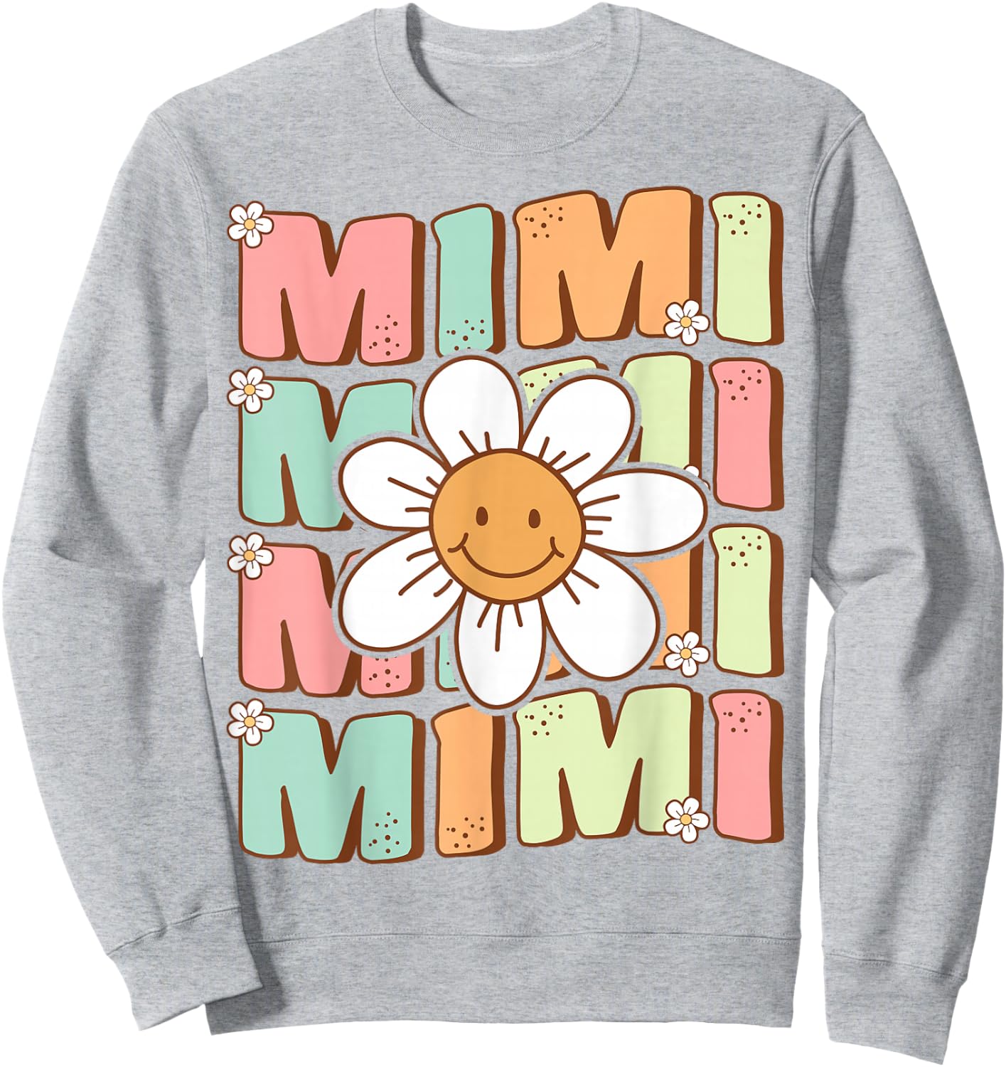 Cute Groovy Mimi 70s Family Birthday Party Daisy Flower Sweatshirt - Sweatshirt | Ash