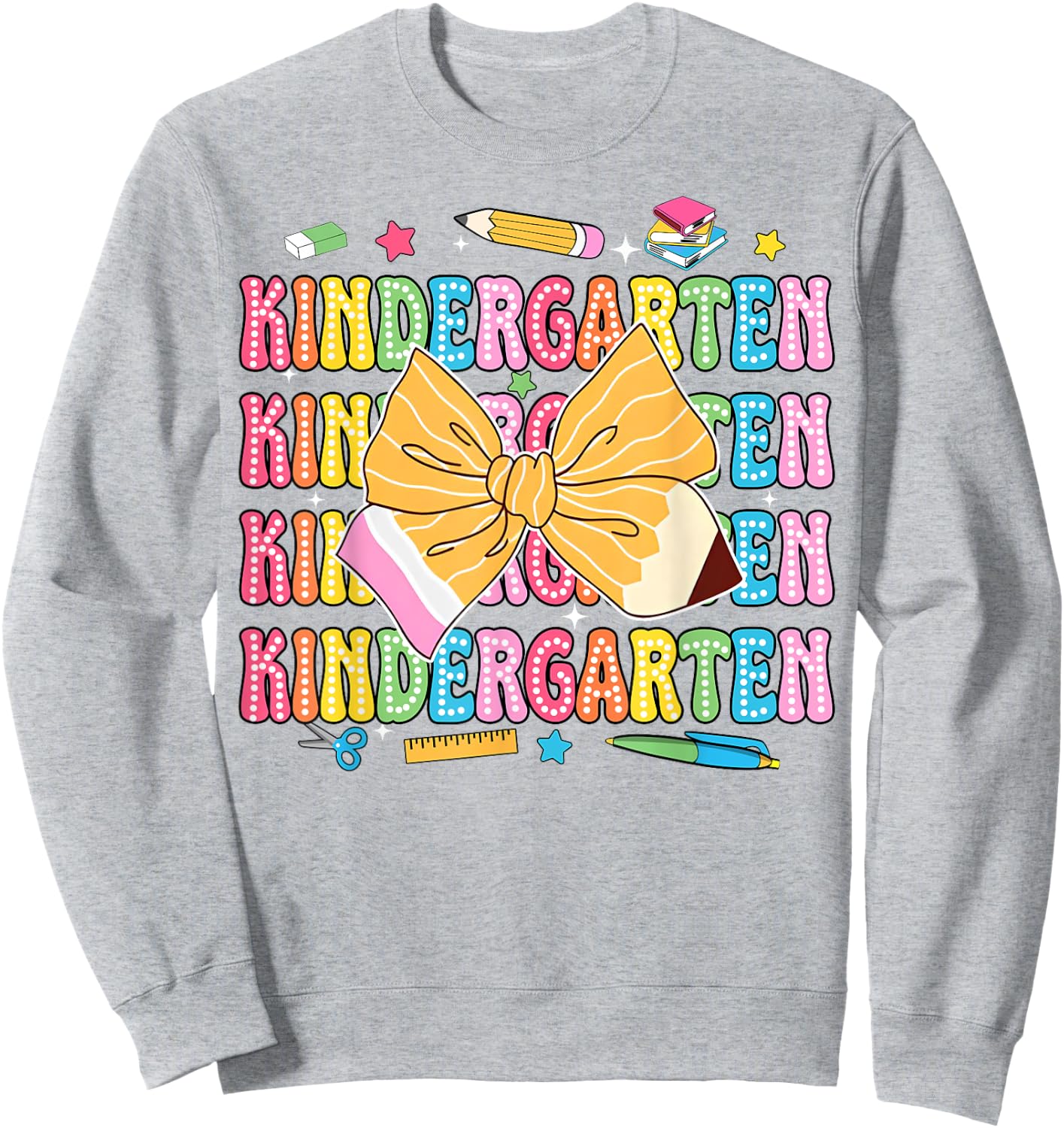 Kindergarten Teacher Pencil Coquette Bow Back To School Women Girls Kids Sweatshirt - Sweatshirt | Ash