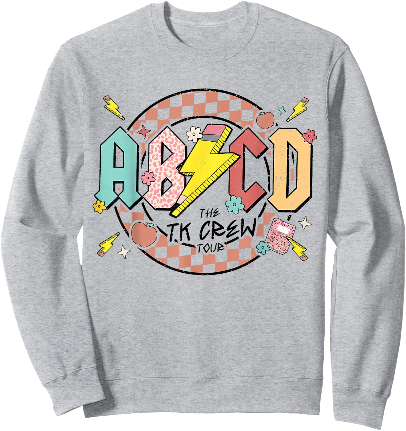 Retro ABCD Transitional Kindergarten Teacher Tour TK Teacher Sweatshirt - Sweatshirt | Ash