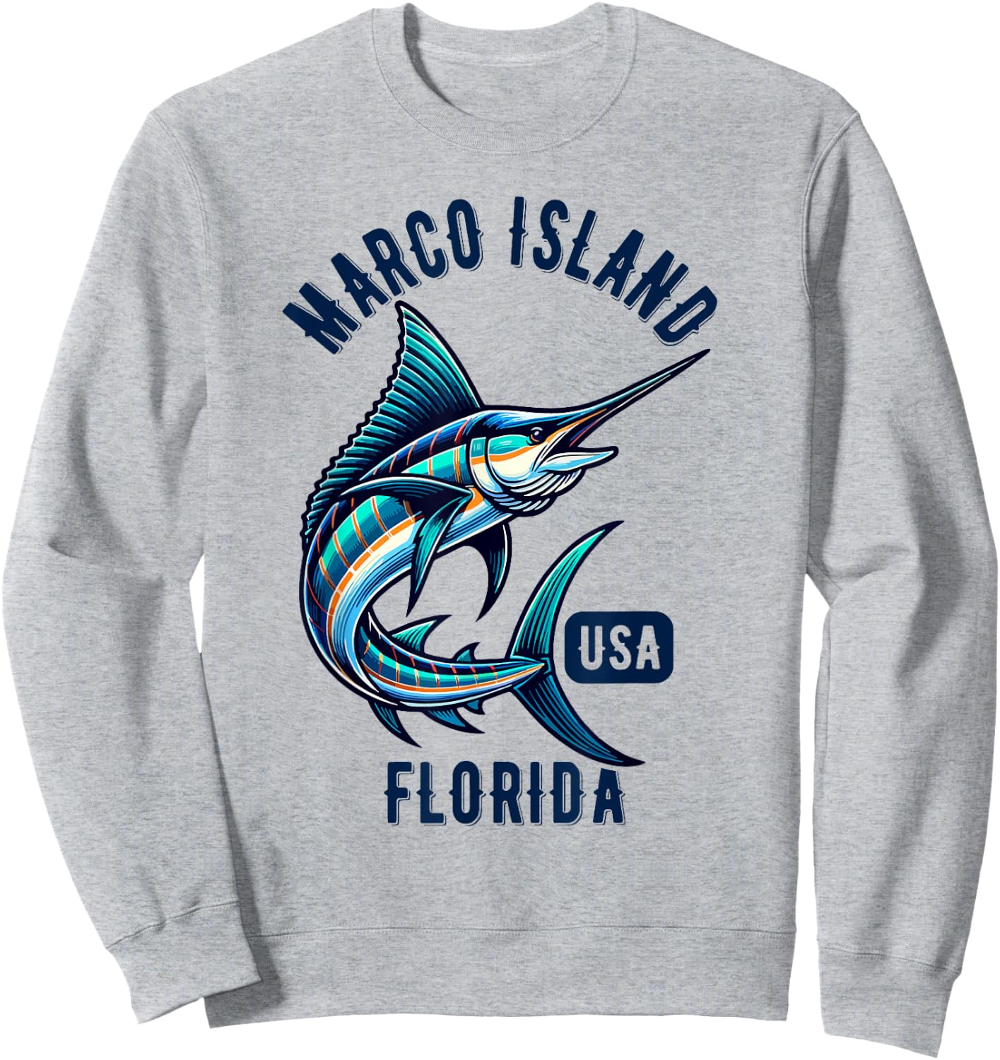 Marco Island Florida USA Fishing Design Sweatshirt - Sweatshirt | Ash