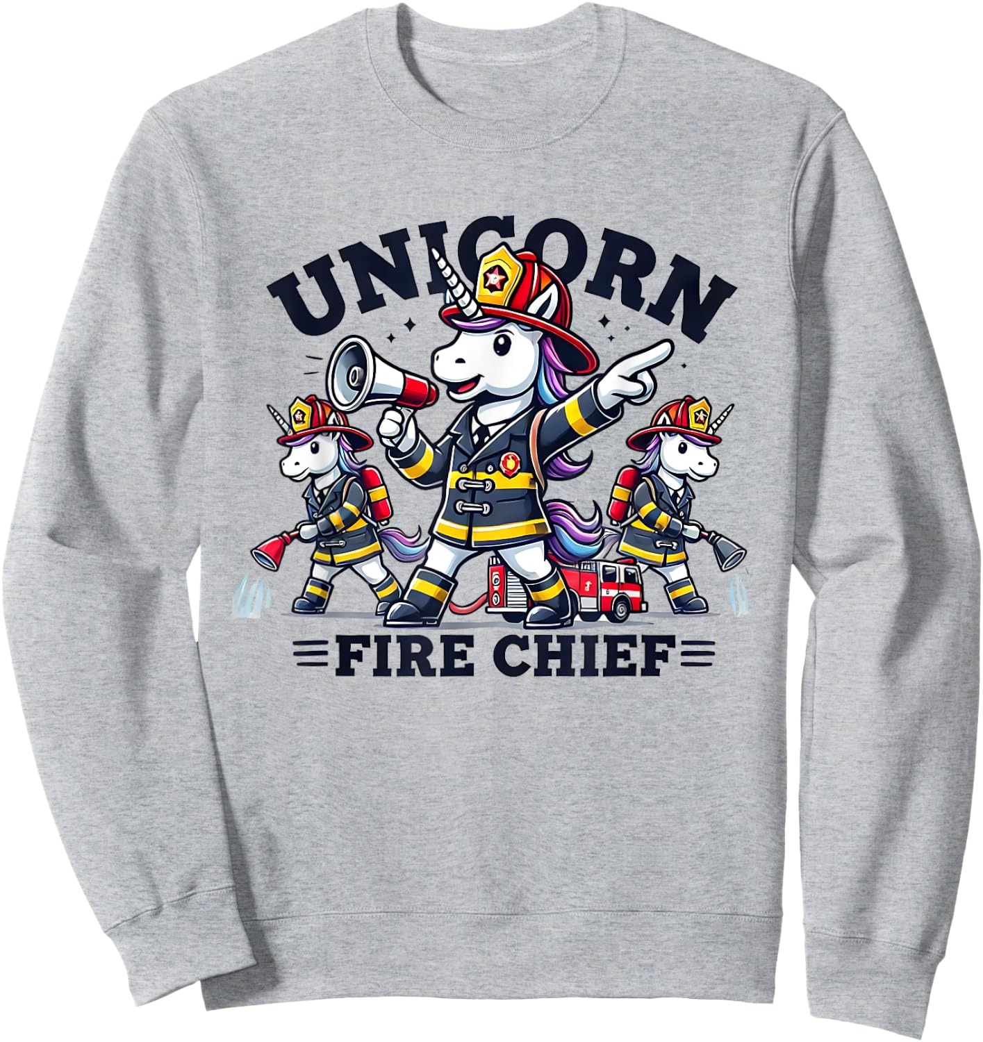 Unicorn Fire Chief Firefighter Pride Sweatshirt - Sweatshirt | Ash