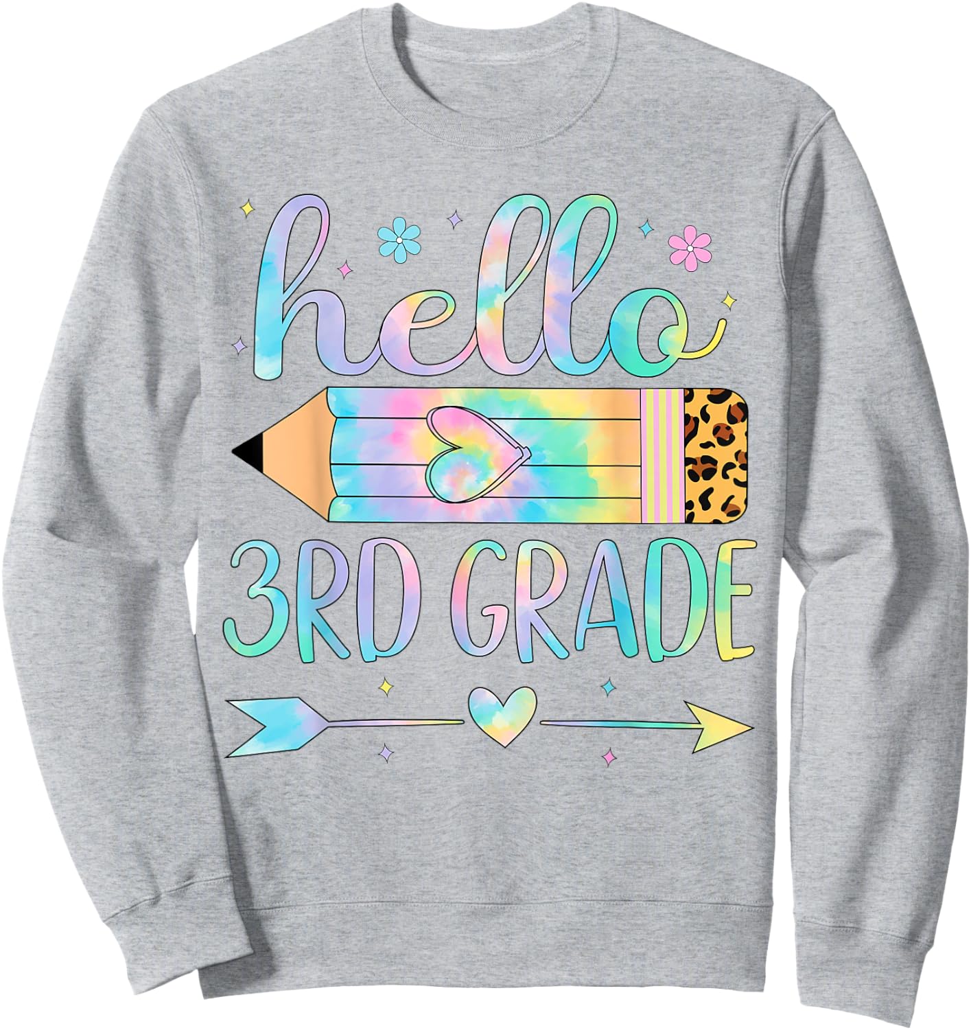 Tie Dye 3rd Grade Back To School Hello Third Grade Teacher Sweatshirt - Sweatshirt | Ash