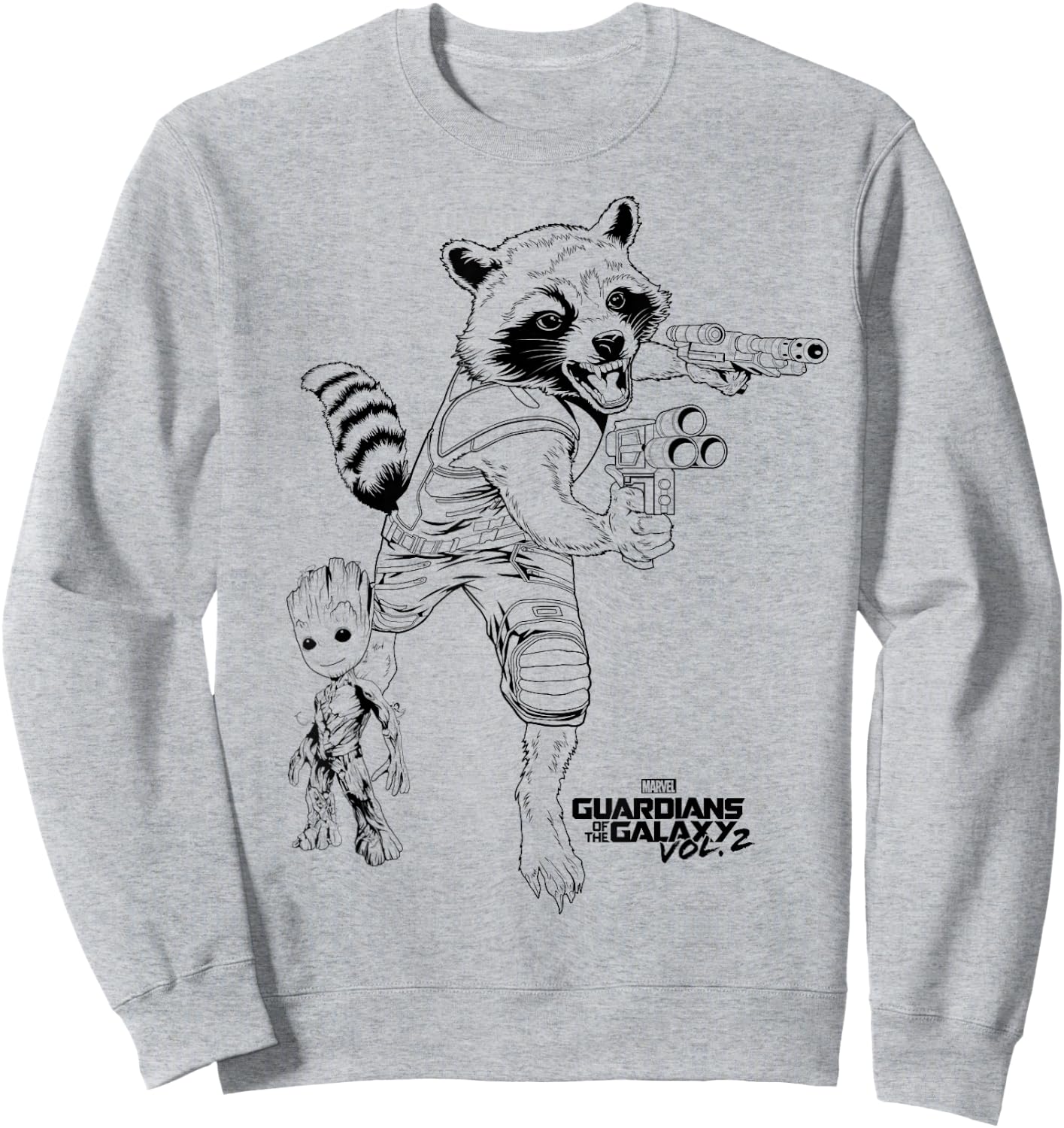 Marvel Guardians of The Galaxy Vol 2 Rocket & Groot Sketch Sweatshirt - Sweatshirt | Ash
