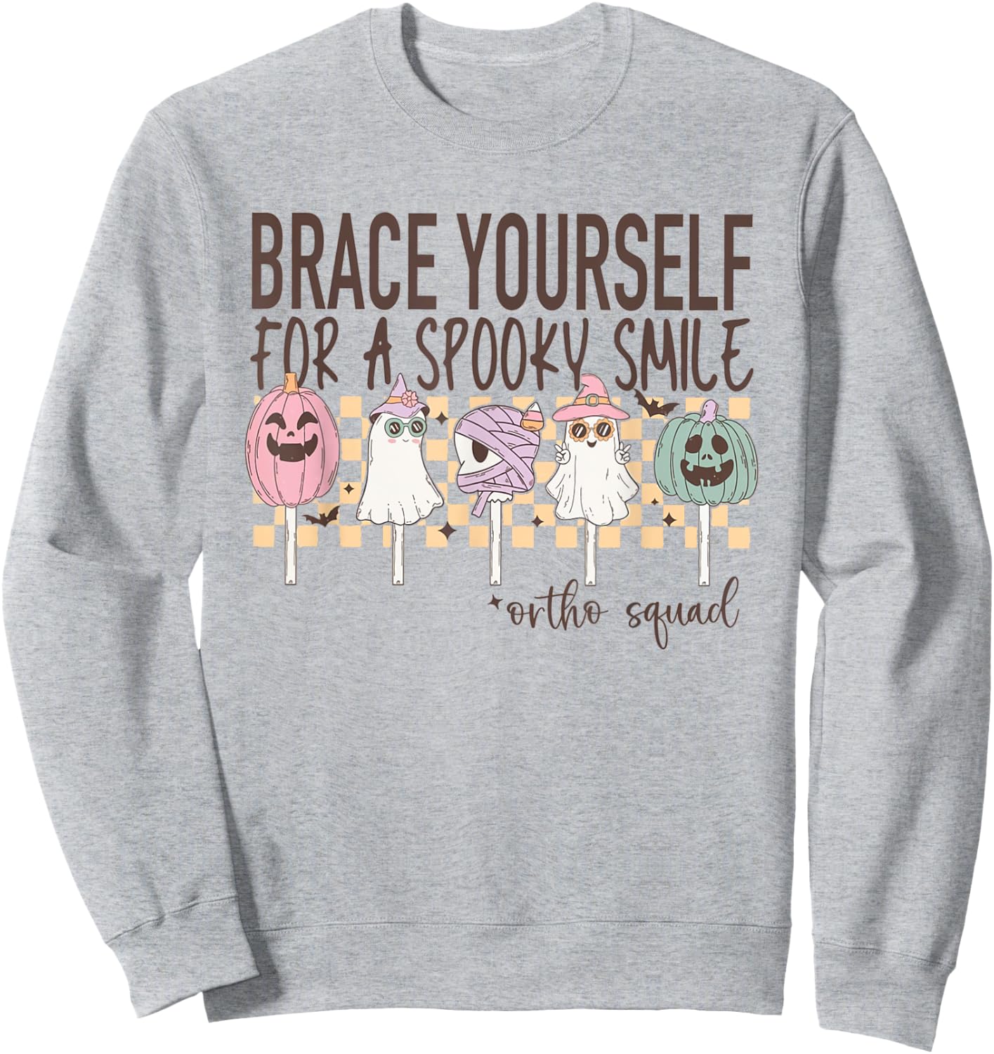 Women Ortho Squad Halloween Ghosts Orthodontist Assistant Sweatshirt - Sweatshirt | Ash