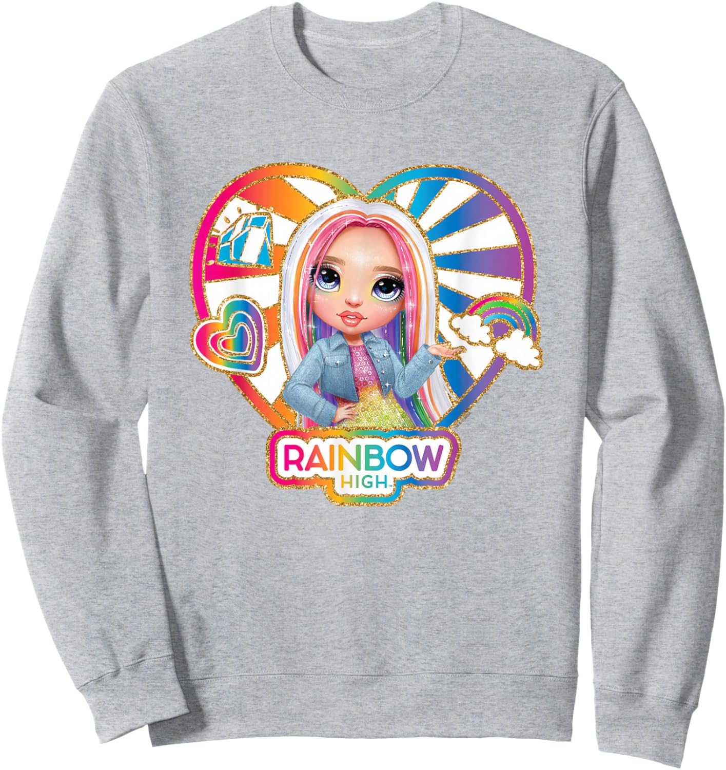 Rainbow High Amaya Raine Heart Shaped Vintage Portrait Sweatshirt - Sweatshirt | Ash
