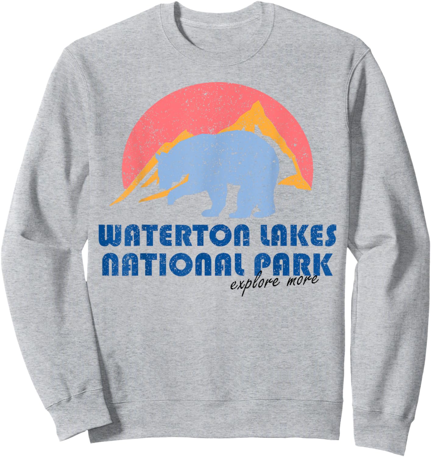Vintage Waterton Lake National Park Retro Alberta Sweatshirt - Sweatshirt | Ash