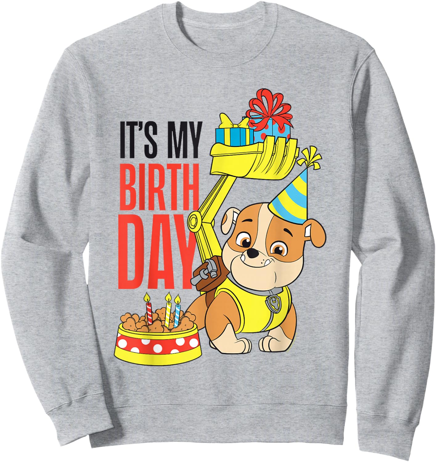 Paw Patrol It's My Birthday Happy Birthday Rubble Sweatshirt - Sweatshirt | Ash