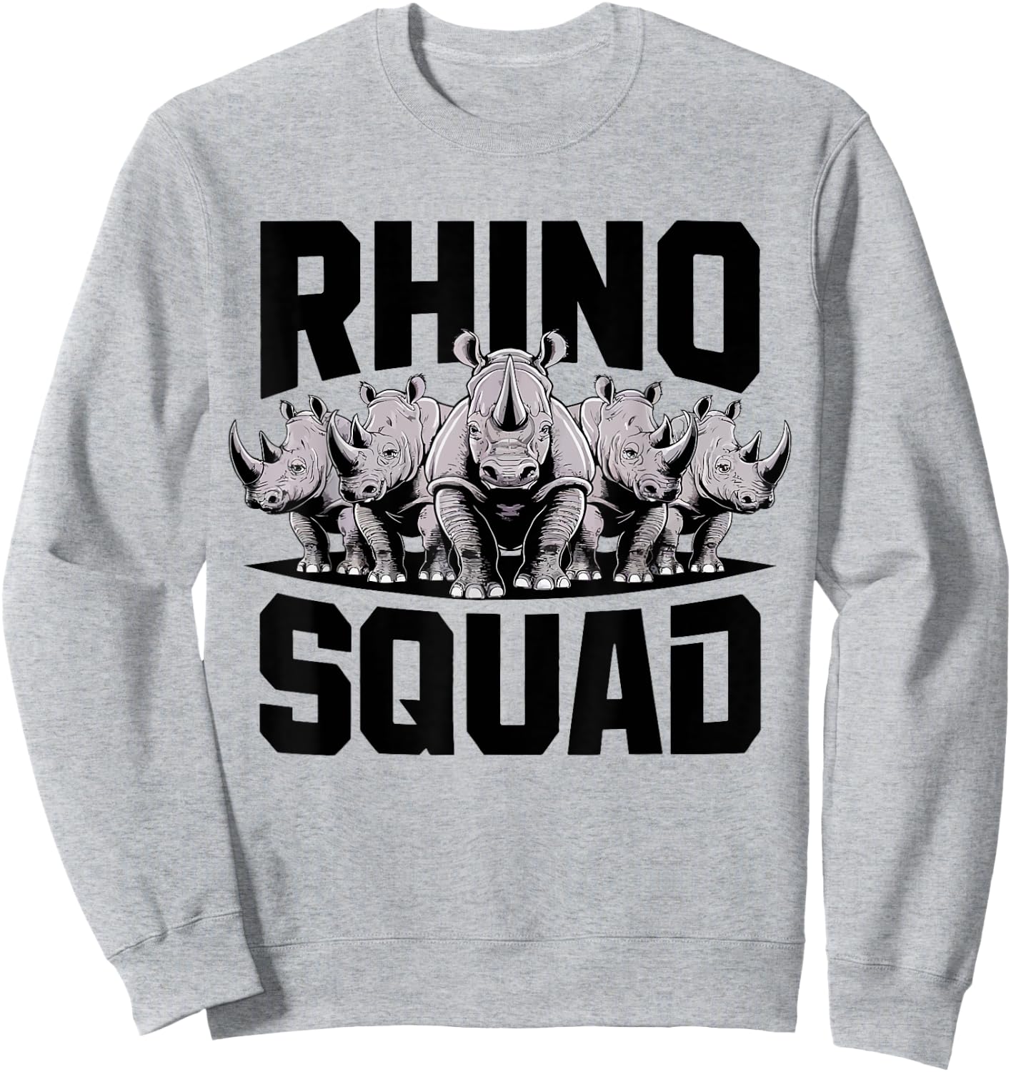 Rhino Squad Cool Rhinoceros Team Wildlife Enthusiasts Sweatshirt - Sweatshirt | Ash