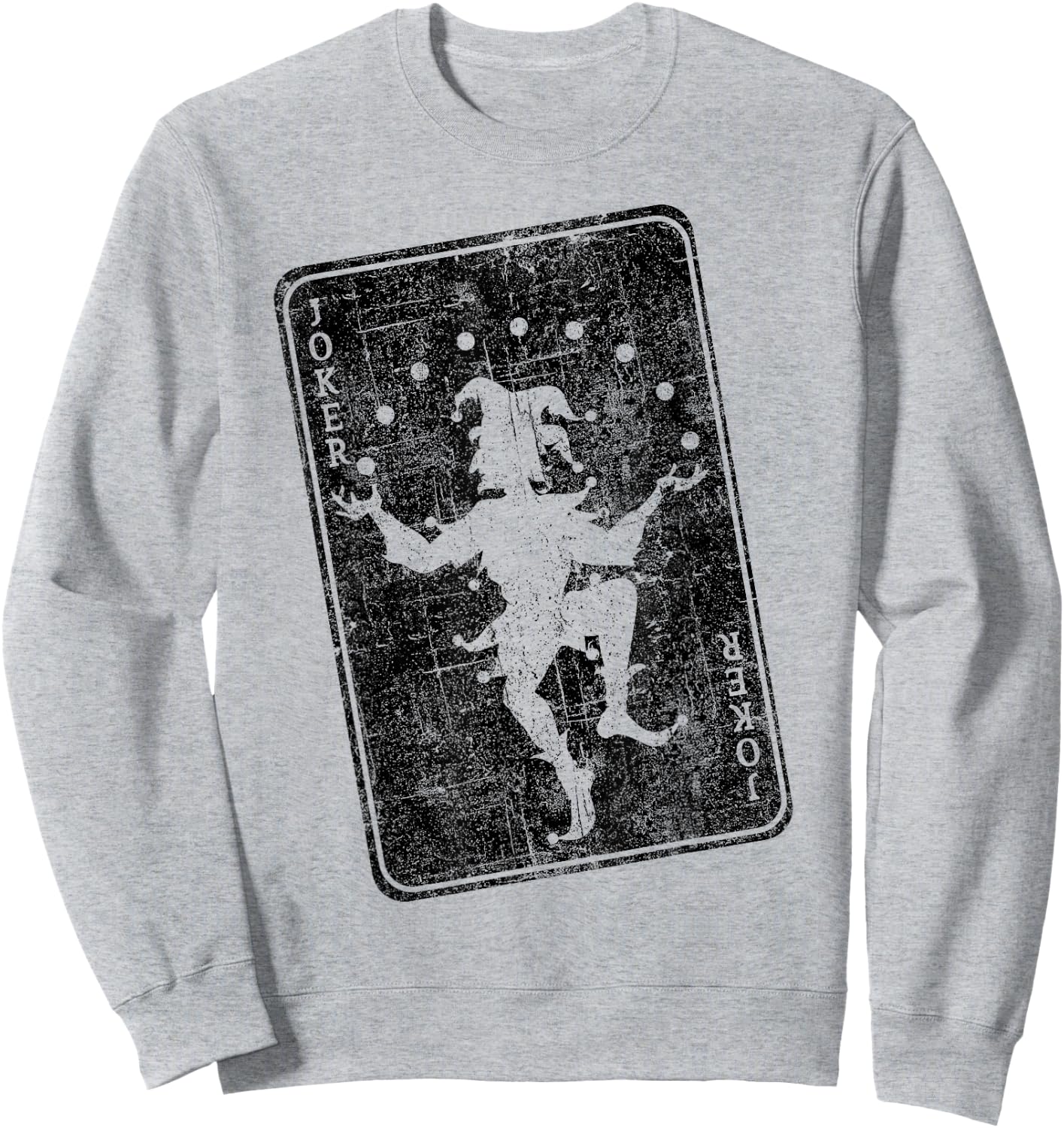 Distressed Joker playing card jester poker player halloween Sweatshirt - Sweatshirt | Ash
