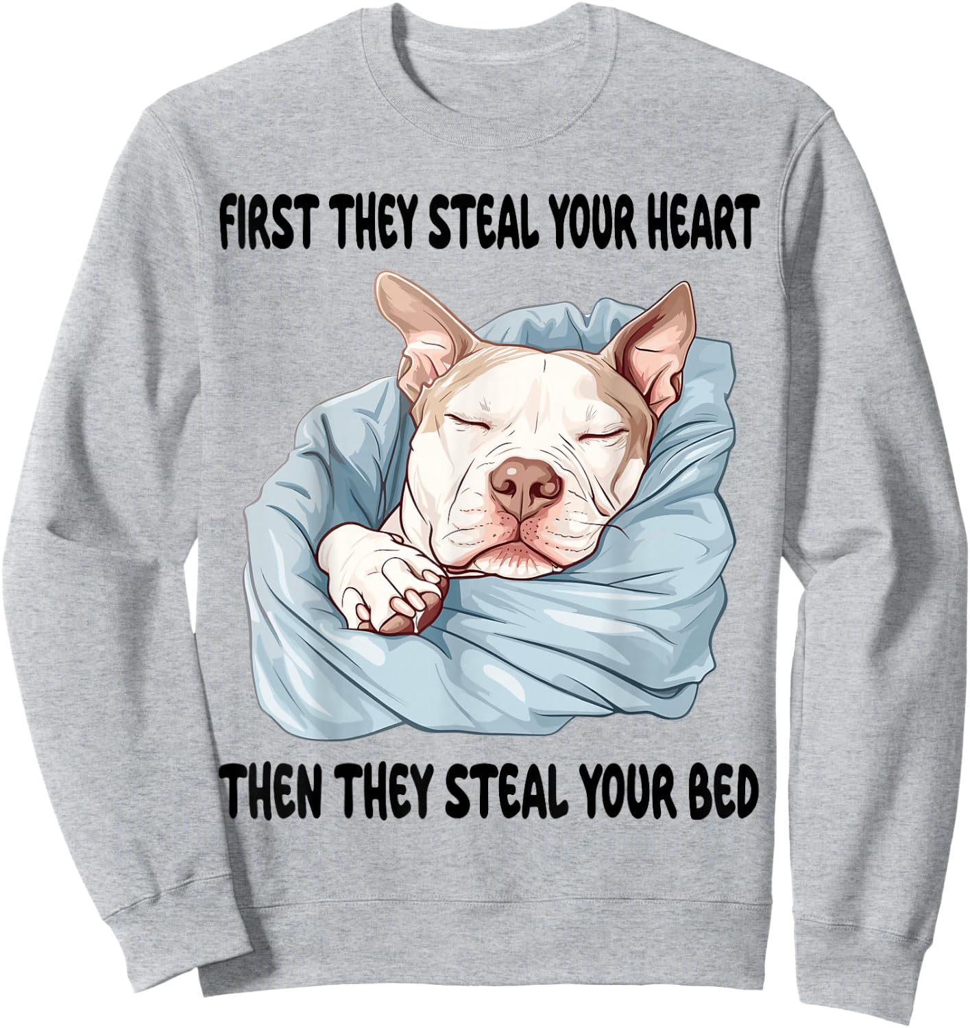 Pitbull Sleeping Pajamas Nightgown Sweatshirt - Sweatshirt | Ash
