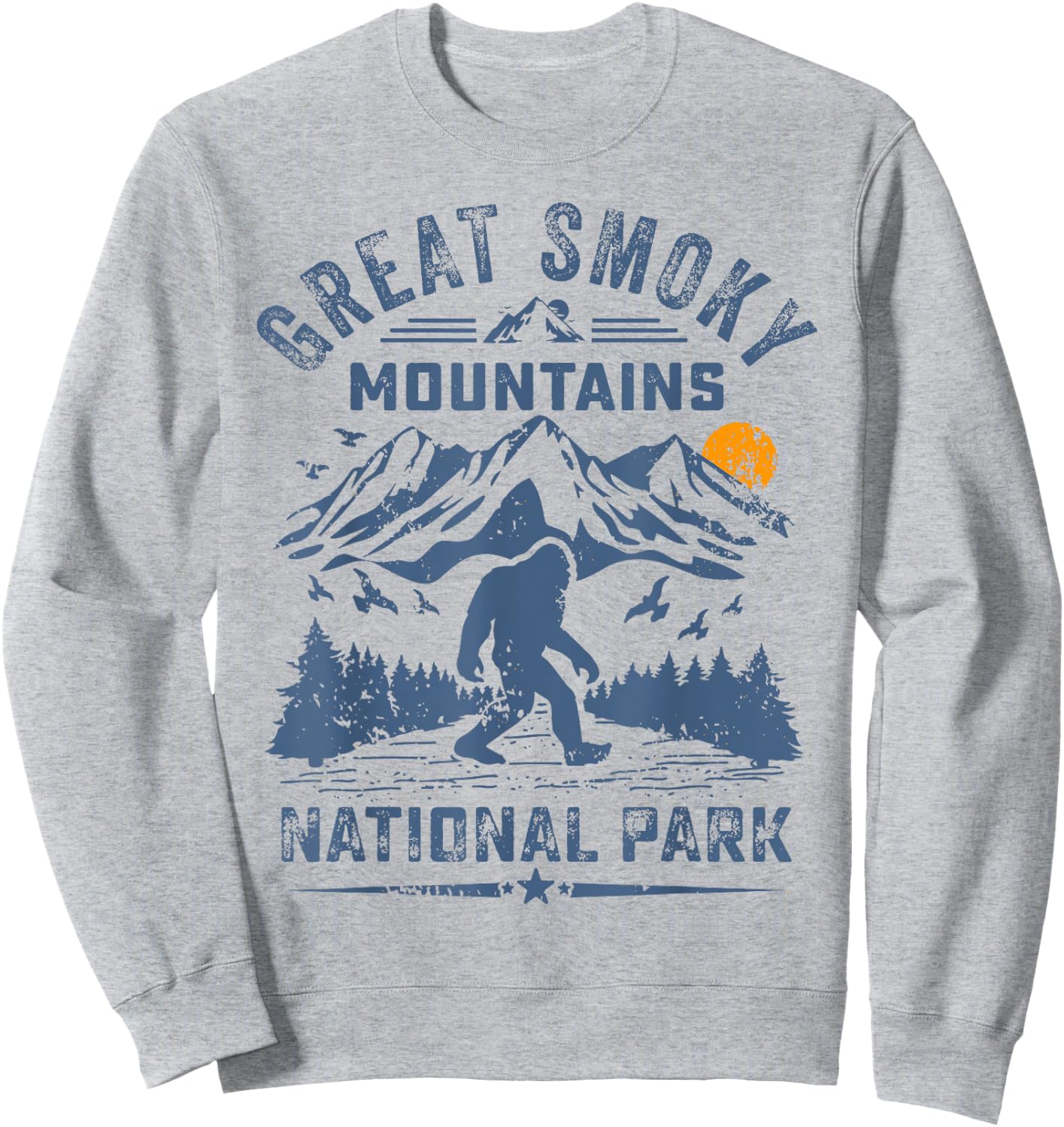 Great Smoky Mountains National Park Sunset Bigfoot Sasquatch Sweatshirt - Sweatshirt | Ash
