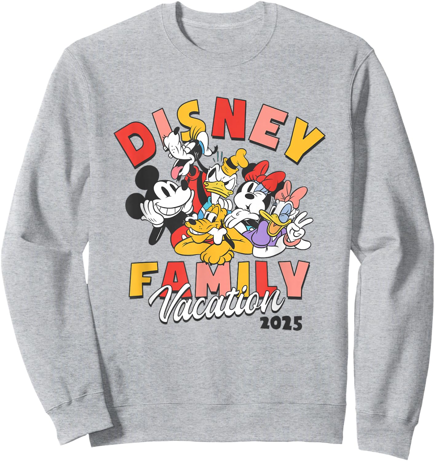 Disney Mickey and Friends Disney Family Vacation 2025 Logo Sweatshirt - Sweatshirt | Ash