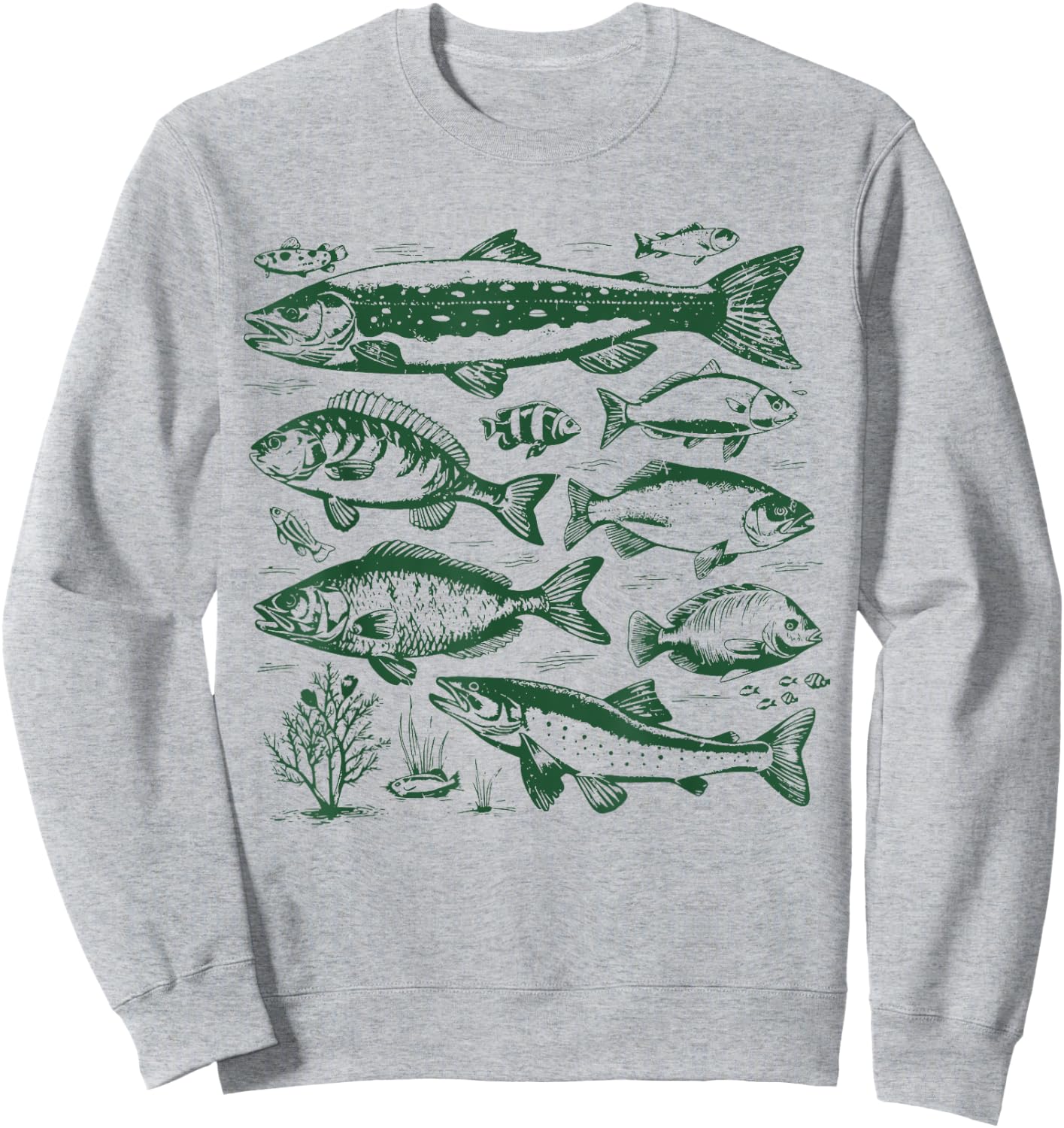 Vintage Fish Fishing Retro Fish Species Biology , Adult, White, Small, Short Sleeve Sweatshirt - Sweatshirt | Ash
