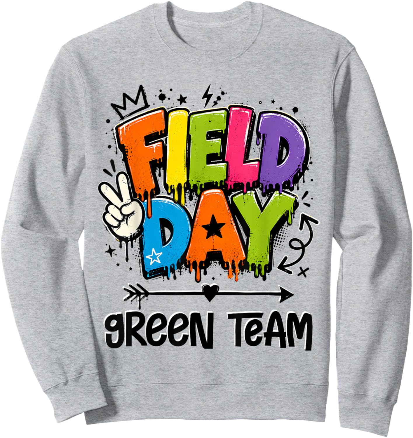 Funny Green Team Field Day 2026 Drip Teacher Boy Girl Kids Sweatshirt - Sweatshirt | Ash