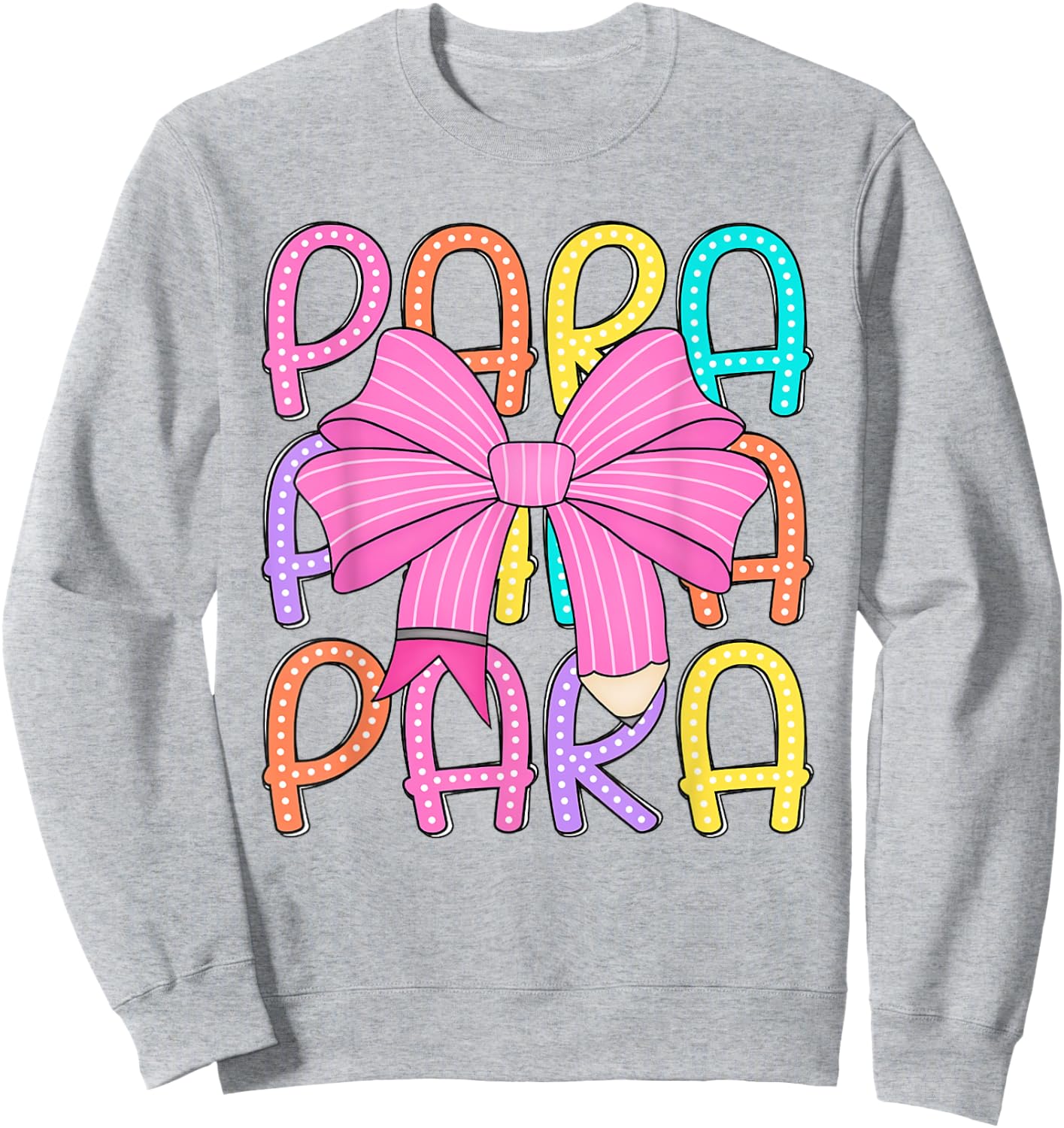 Women Coquette Para Bow Back to School Paraprofessional Sweatshirt - Sweatshirt | Ash
