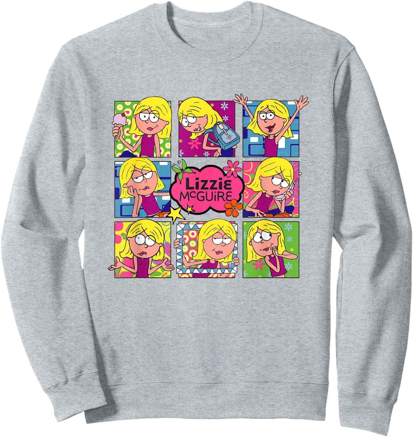 Disney Lizzy McGuire Multi Lizzie's Moods Big Chest Panels Sweatshirt - Sweatshirt | Ash