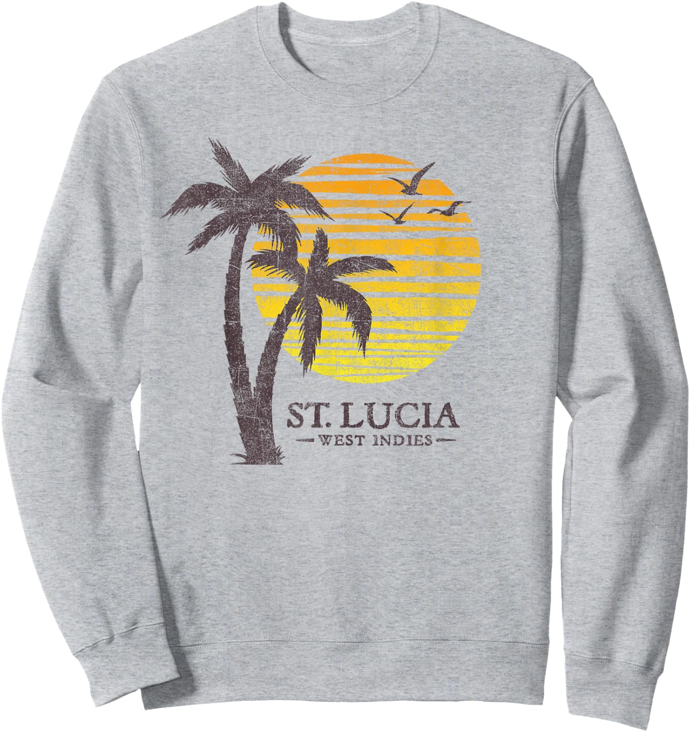 Retro St Lucia Beach Sunset Boys Girls Souvenir Sweatshirt - Sweatshirt | Ash