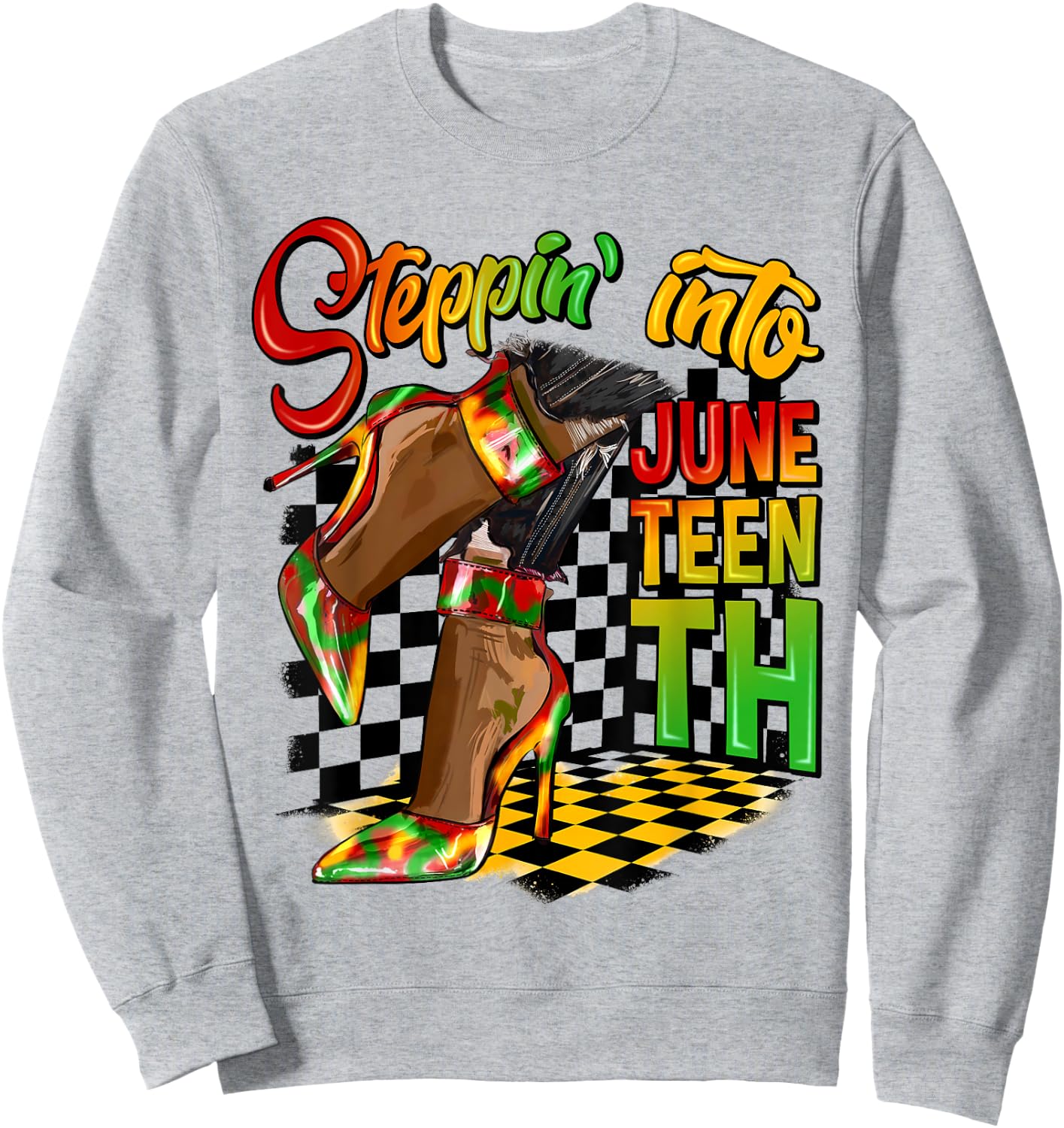 Stepping into Juneteenth High Heels Afro African Women Girls Sweatshirt - Sweatshirt | Ash