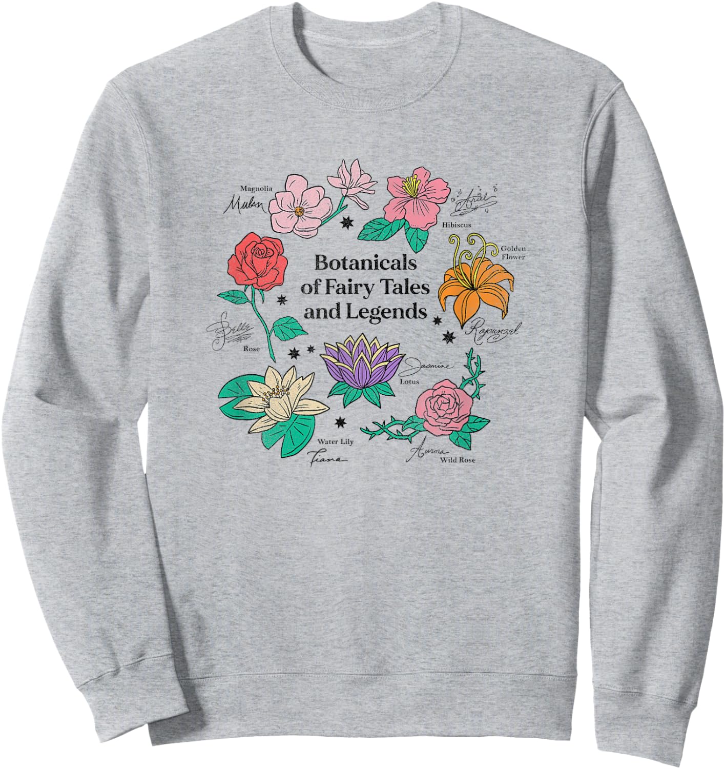 Disney Princess Botanicals Of Fairy Tales Floral Textbook Sweatshirt - Sweatshirt | Ash