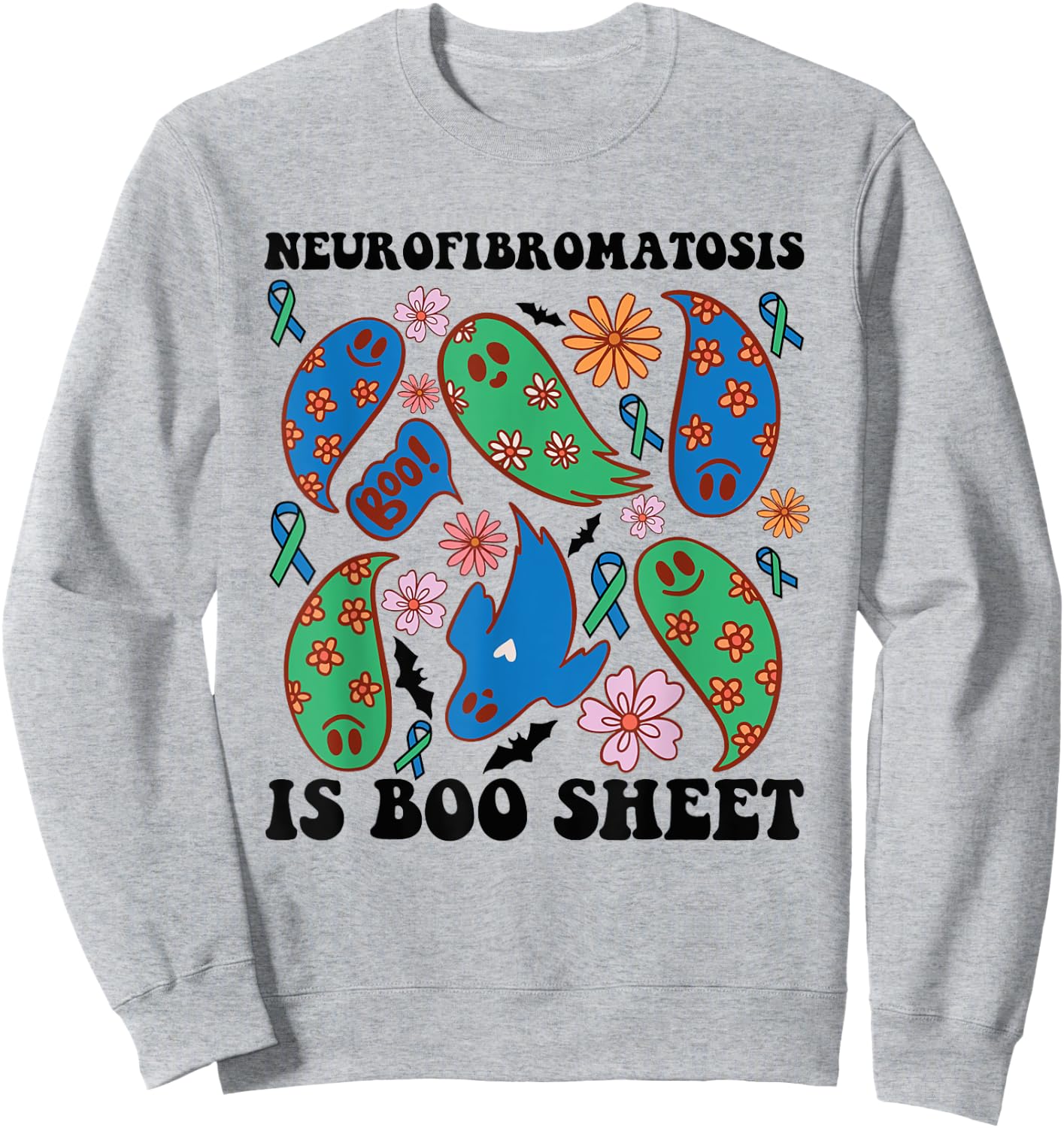 Neurofibromatosis Awareness Halloween Ghosts Sped Teacher Sweatshirt - Sweatshirt | Ash