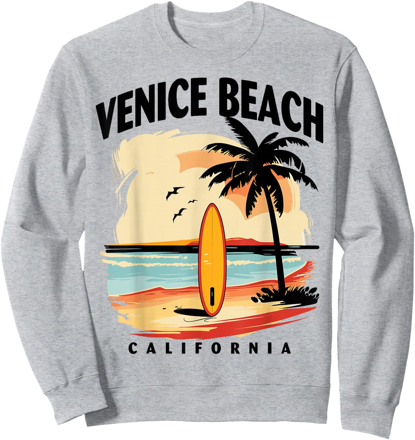 Venice Beach California Surfboard Surfing Men Women Sweatshirt - Sweatshirt | Ash