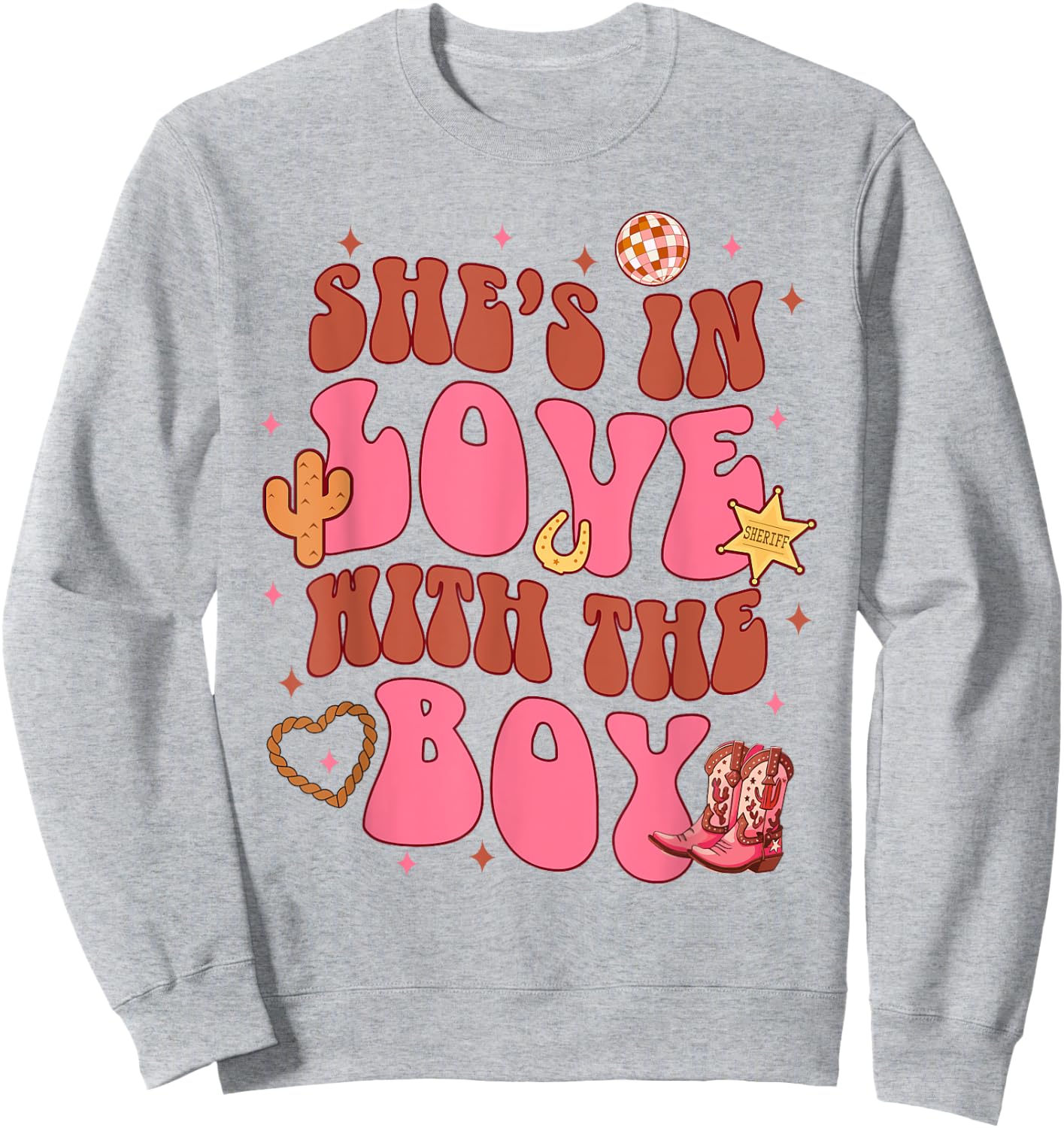 Bridesmaid Cowgirls Bachelorette She's In Loves With A Boy Sweatshirt - Sweatshirt | Ash