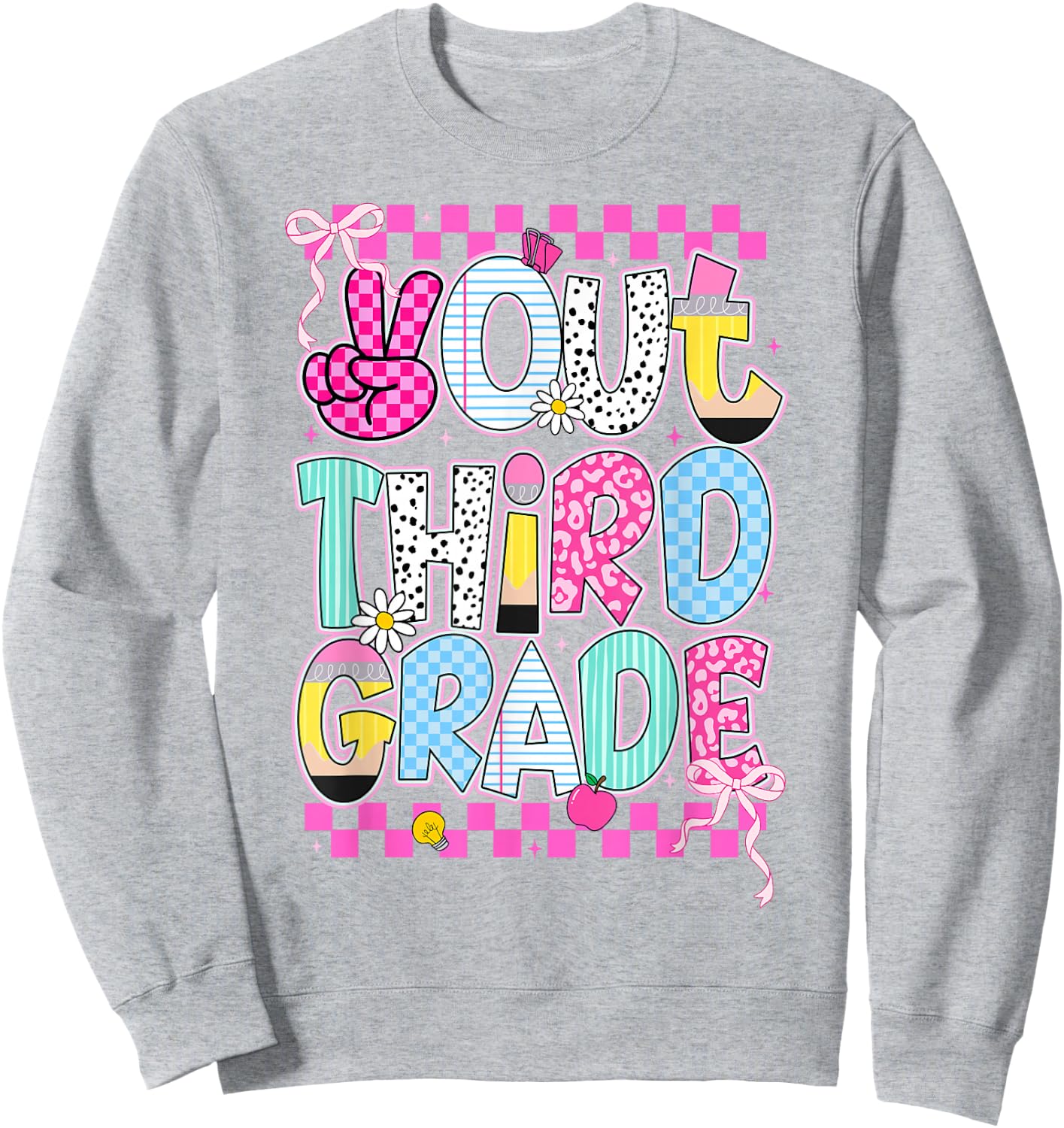 Peace Out 3rd Grade Graduation Last Day School Girls Kids Sweatshirt - Sweatshirt | Ash