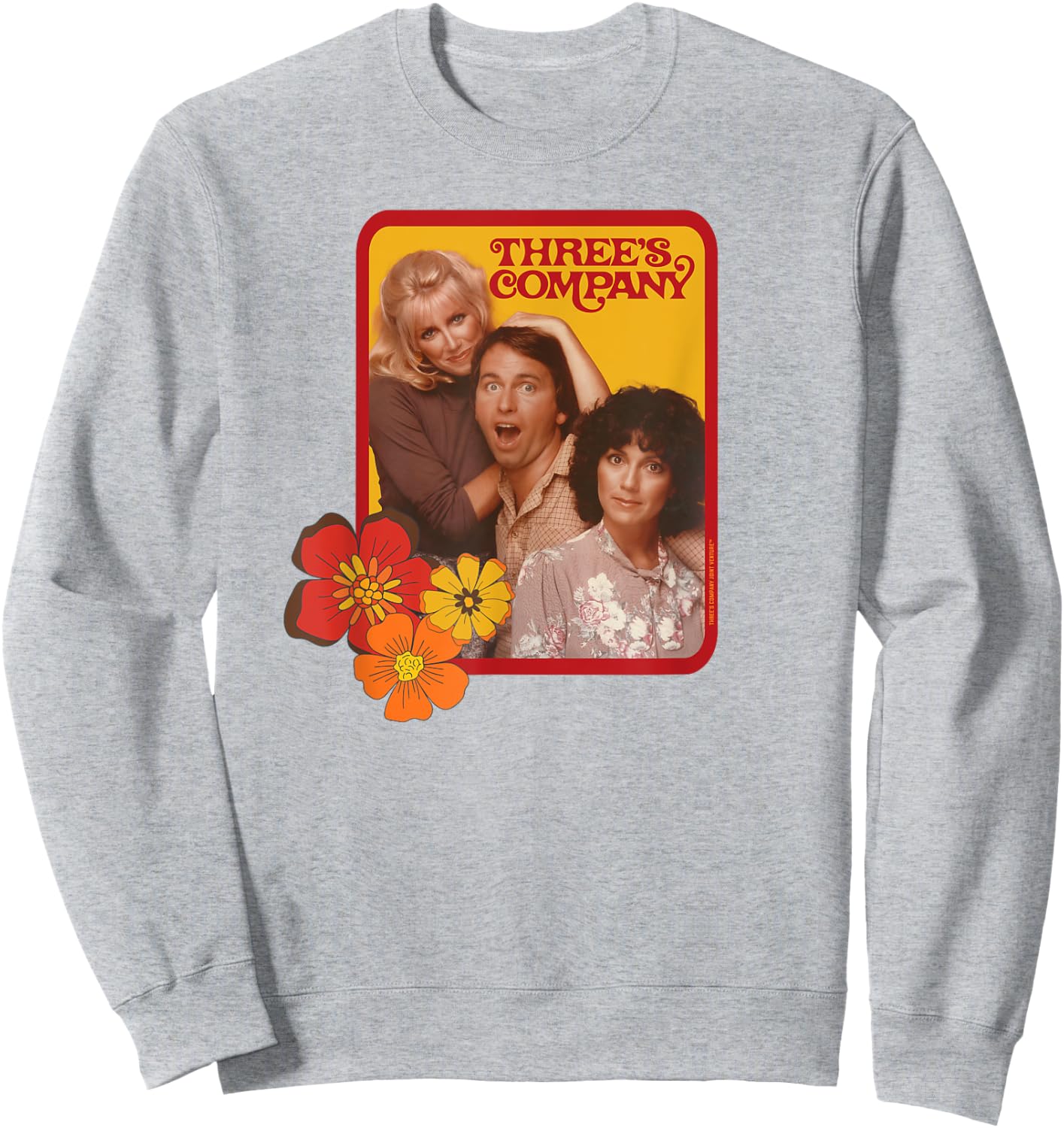 Jack & Janet & Chrissy Three's Company Retro Floral Graphic Sweatshirt - Sweatshirt | Ash