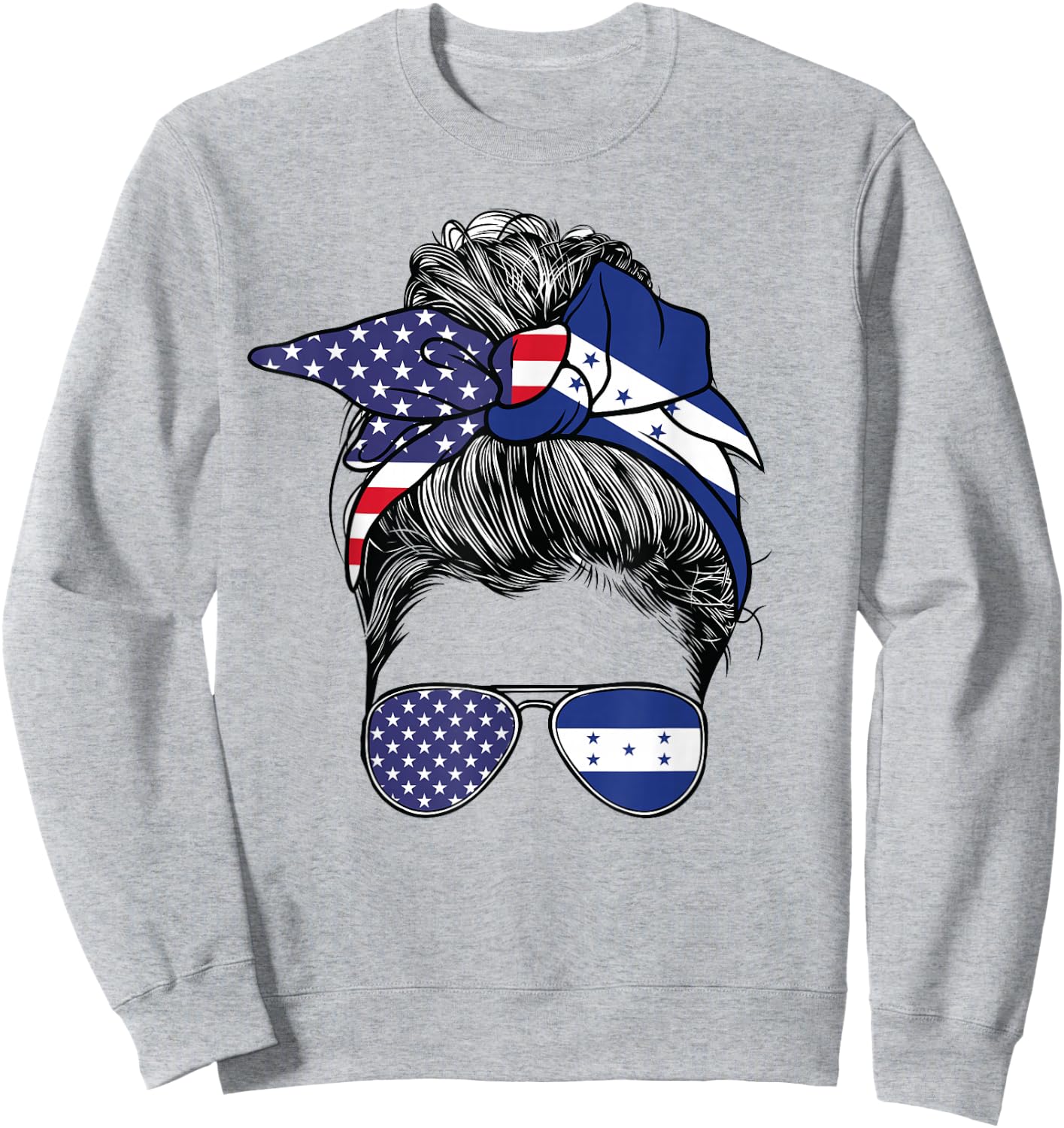 Honduran Women Girl USA Heritage American Honduras Flag Sweatshirt - Sweatshirt | Ash
