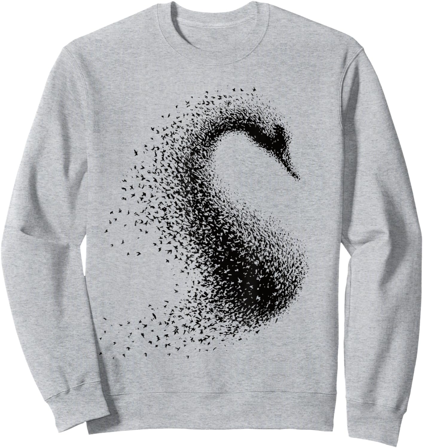 Murmuration of Birds s Swan from a Flock of Birds Sweatshirt - Sweatshirt | Ash