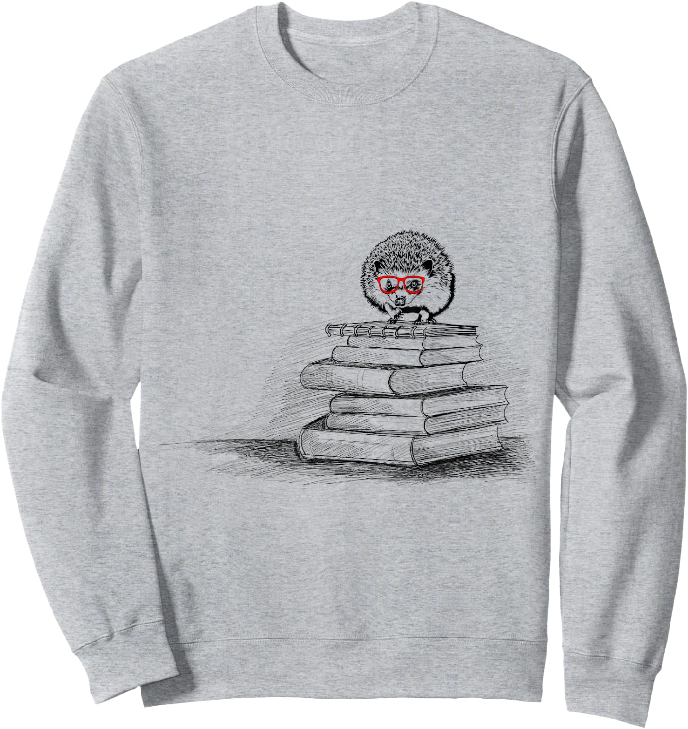 Cute Hedgehog Book Nerd Readers Sweatshirt - Sweatshirt | Ash