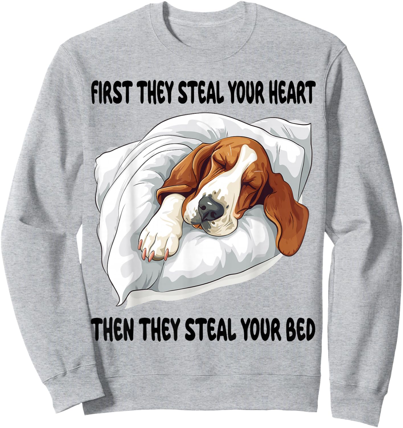 Basset Hound Sleeping Pajamas Nightgown Sweatshirt - Sweatshirt | Ash