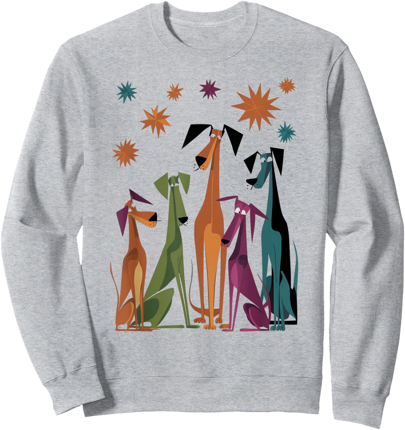 Vintage Retro Mid-Century Long Neck Dogs 50s 60s Style Sweatshirt - Sweatshirt | Ash