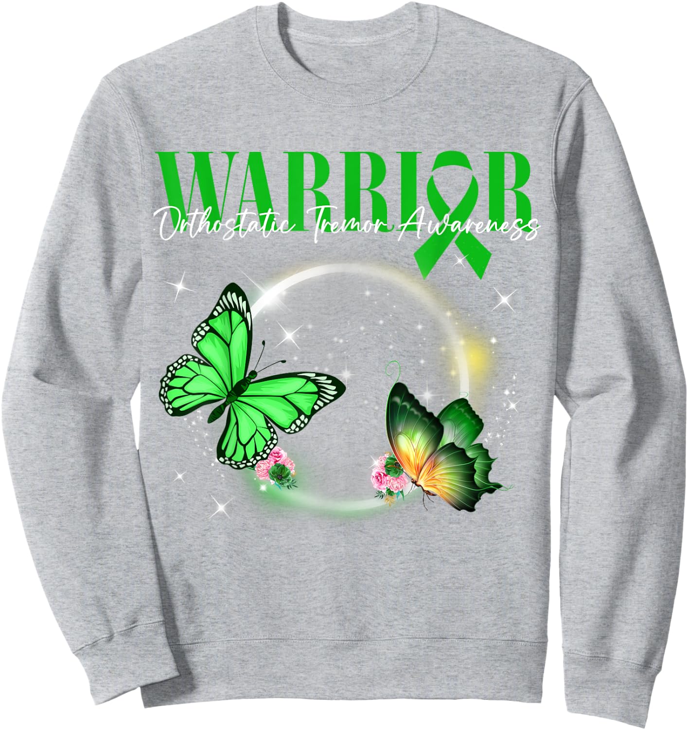 Orthostatic Tremor Awareness Warrior Survivor Butterflies Sweatshirt - Sweatshirt | Ash