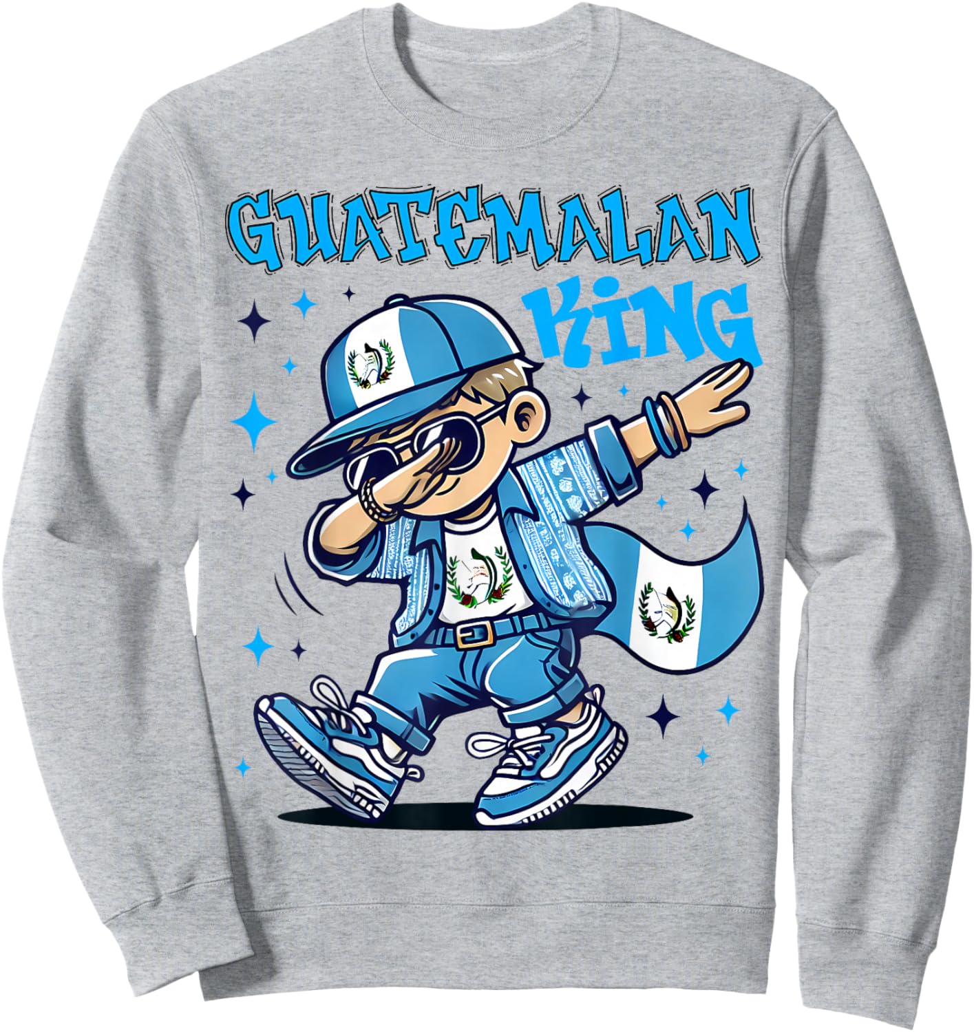 Guatemalan King dabbing Guatemala Flag Pride for Kids Sweatshirt - Sweatshirt | Ash