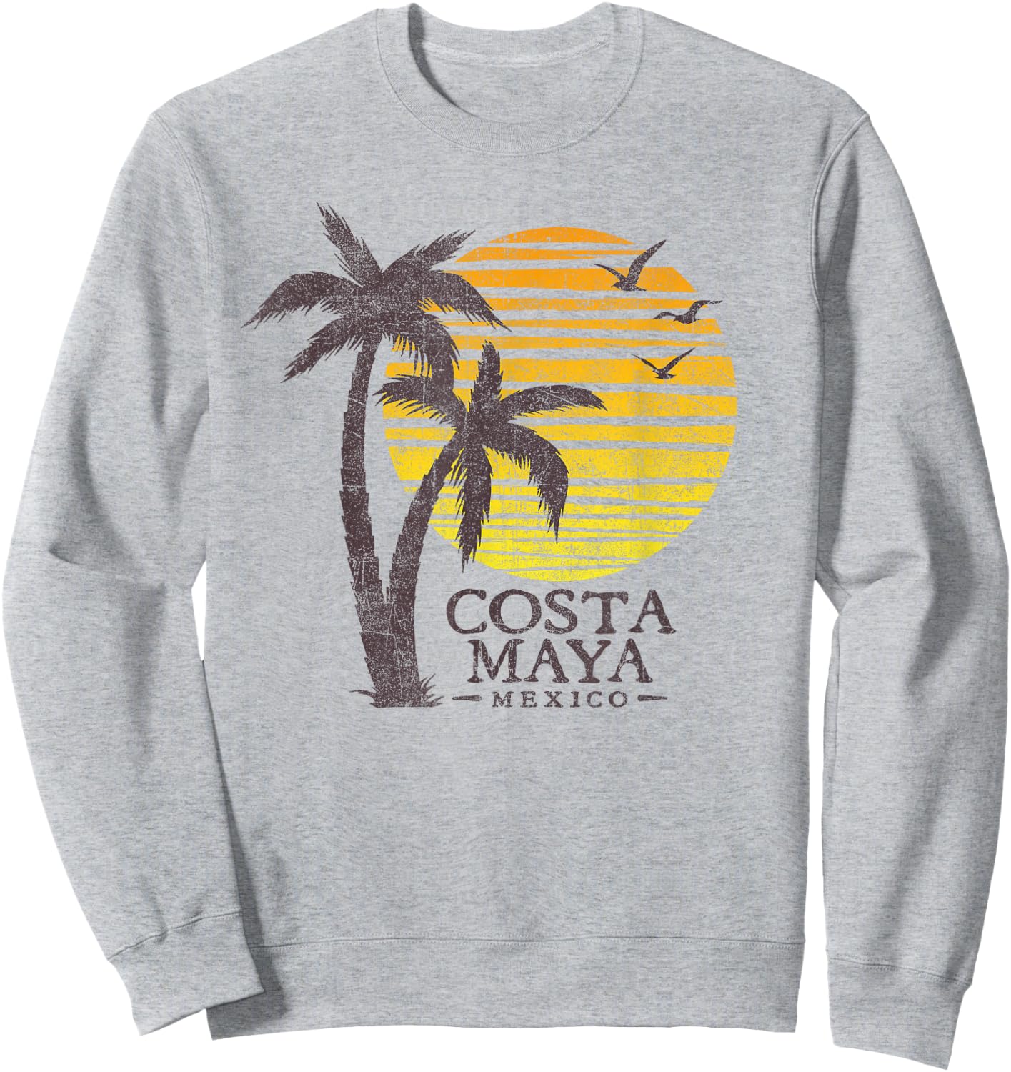 Vintage Costa Maya Mexico Beach Sunset Souvenir Sweatshirt - Sweatshirt | Ash