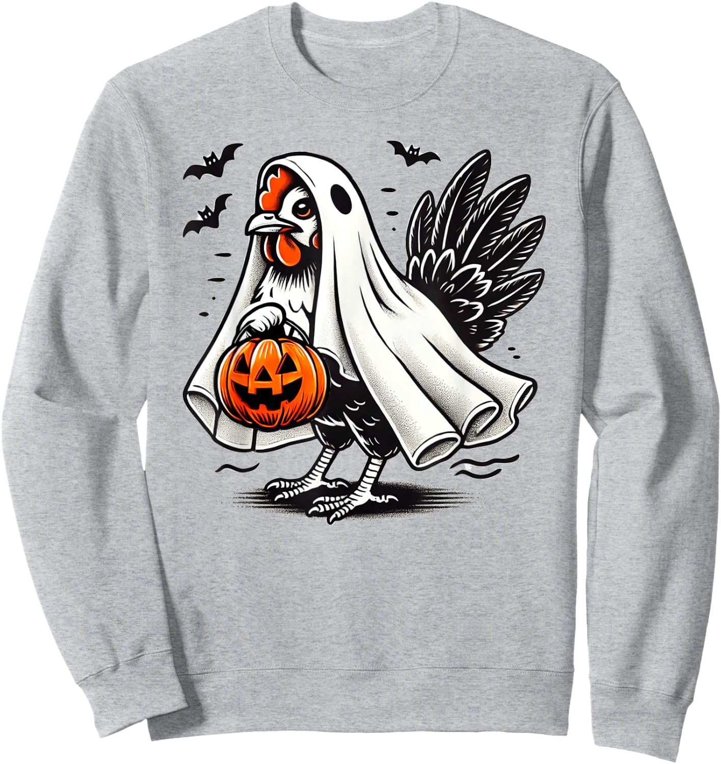 Shivering Chicken Halloween Ghost Rooster Trick Or Treat Sweatshirt - Sweatshirt | Ash